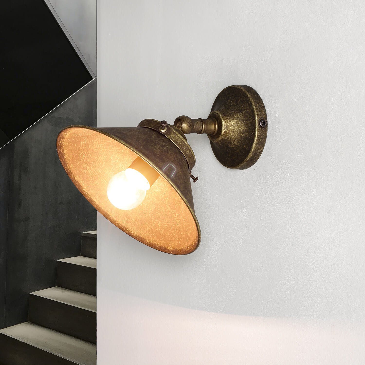 Schlafzimmer Flur Messing Licht-Erlebnisse verstellbar Wandlampe ALICE, Antik Lampe Bronze Wandleuchte Leuchtmittel, ohne