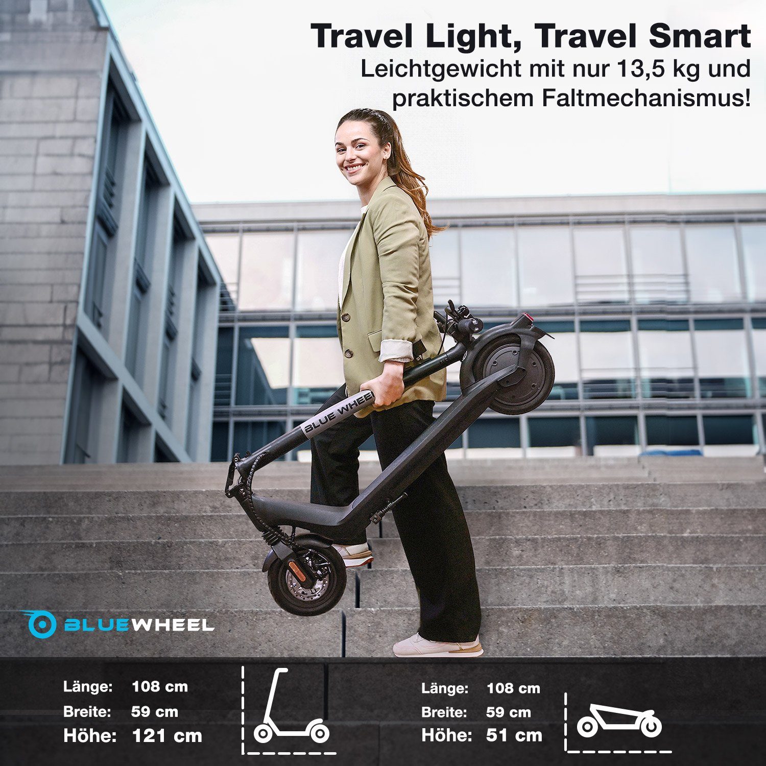 Bluewheel Electromobility E-Scooter IX250, 350,00 W, 20,00 km/h, mit Straßenzulassung, Elektroroller mit App und Duales Bremssystem