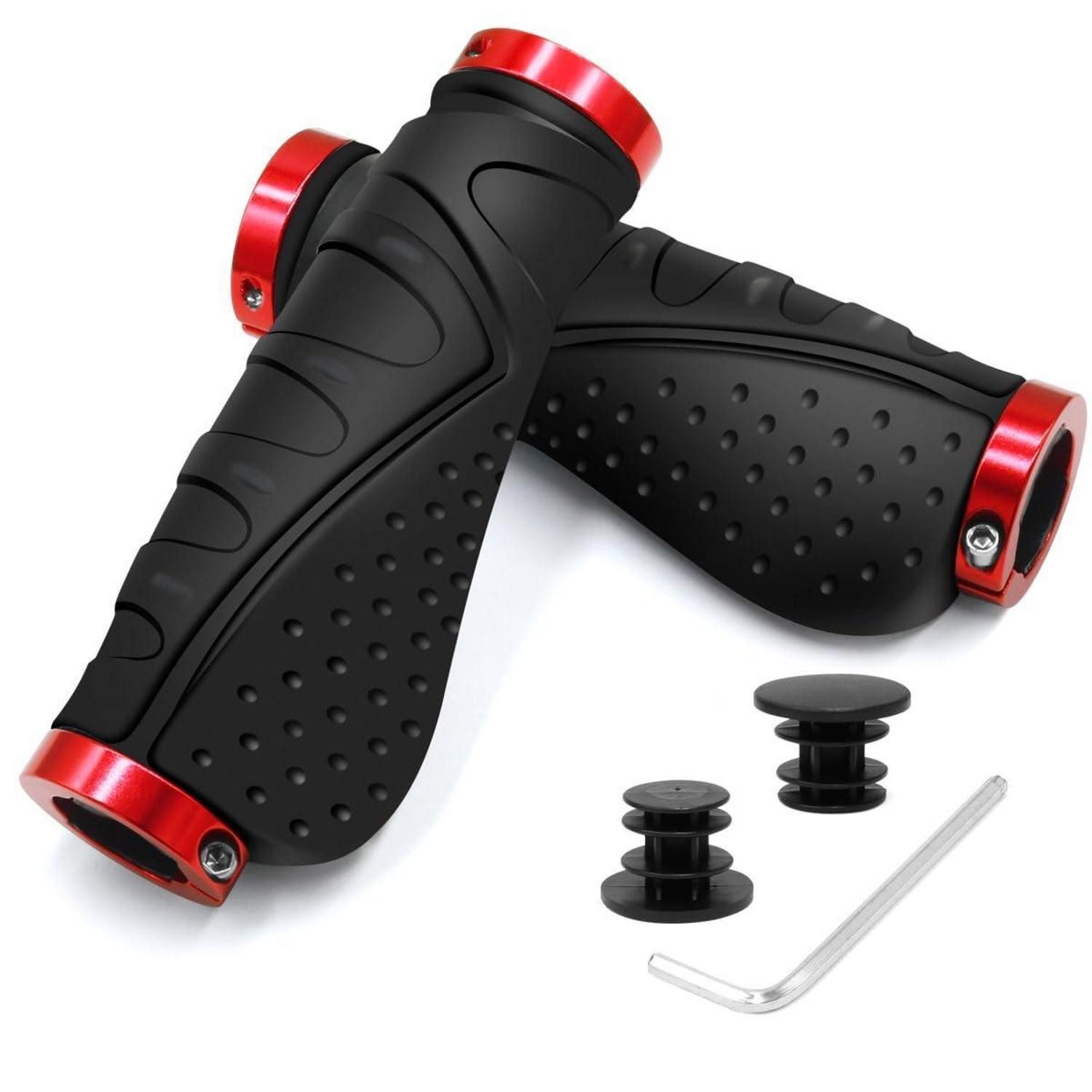 LuxusKollektion Fahrradlenker Fahrradgriffe Ergonomisch Rutschfest MTB Lockon 22,2mm Schwarz Rot