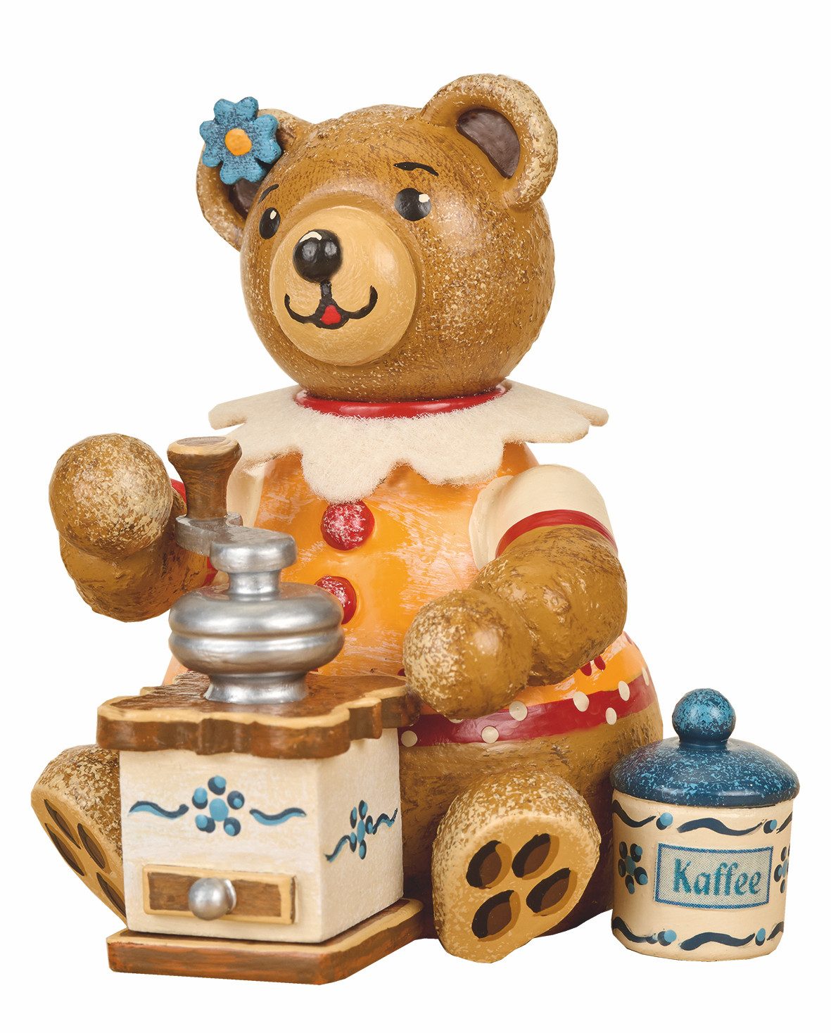 Original Hubrig (Hubrig Volkskunst GmbH) Sammelfigur Teddy mini Kaffeetante - 7 cm - Neuheit 2026 #500h1011, handbemalt