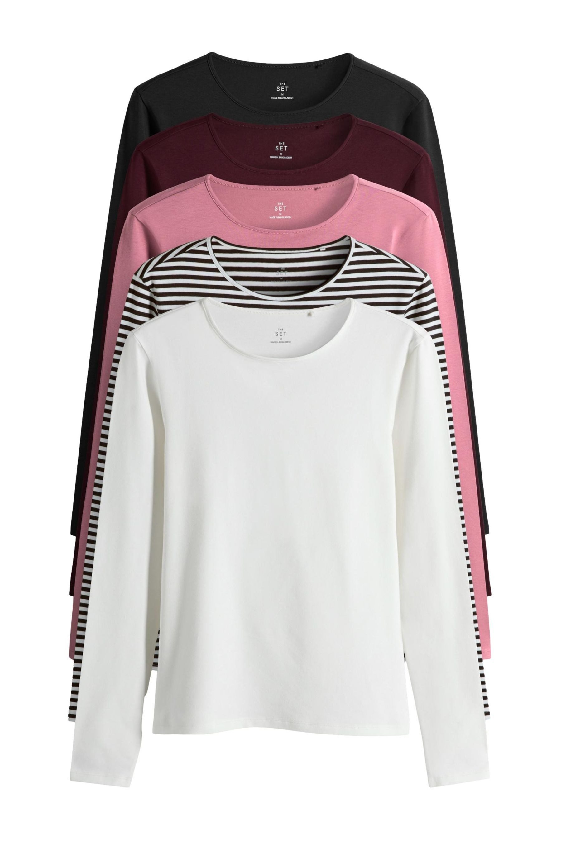 The Set Langarmshirt The Set Langarmshirts mit Rundhalsausschnitt, (5-tlg) günstig online kaufen