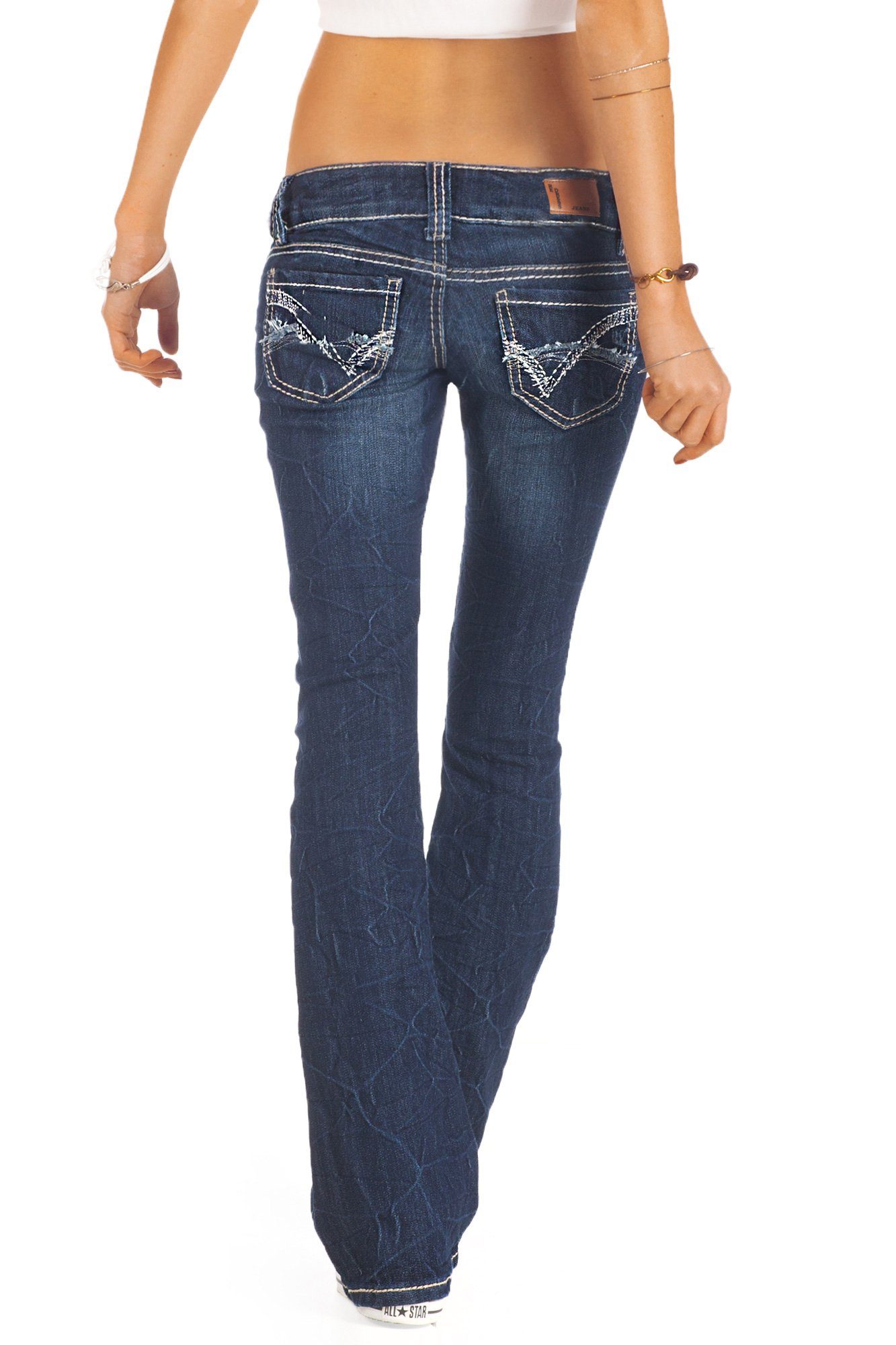 j73e styled Bootcut-Jeans ausgestellte low waist Hüfthosen be Damenjeans,