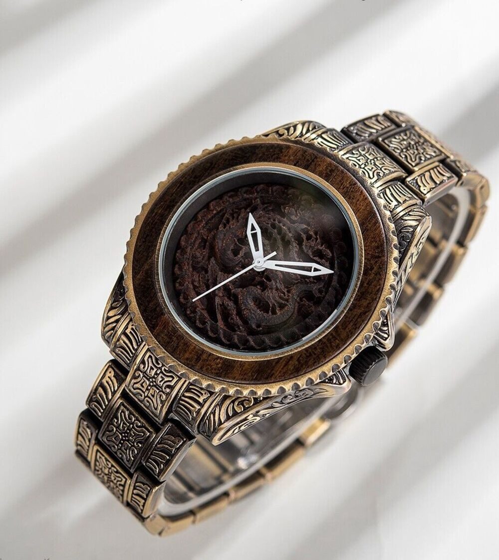 Holztick Bavaria Quarzuhr Odin ODIN, Used look Uhr im Wikinger Style aus Mooreiche und Edelstahl gefertigt