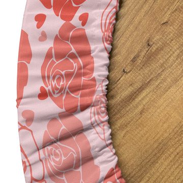 Abakuhaus Tischdecke Rundum-elastische Stofftischdecke, Romantisch Rosen und kleine Herzen