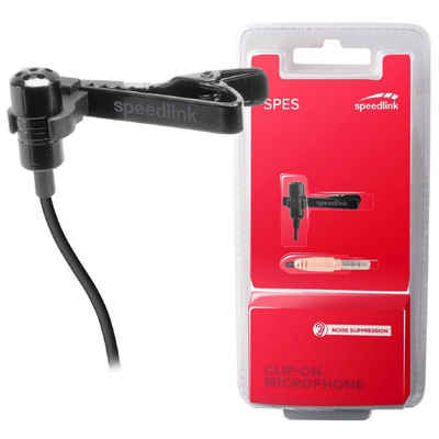 Speedlink Mikrofon SPES Mini Clip-On Ansteck-Mikrofon Schwarz, Ansteck-Mikro 2,5m Kabel, 3,5mm Klinken-Stecker, Metall-Gehäuse/ -Clip