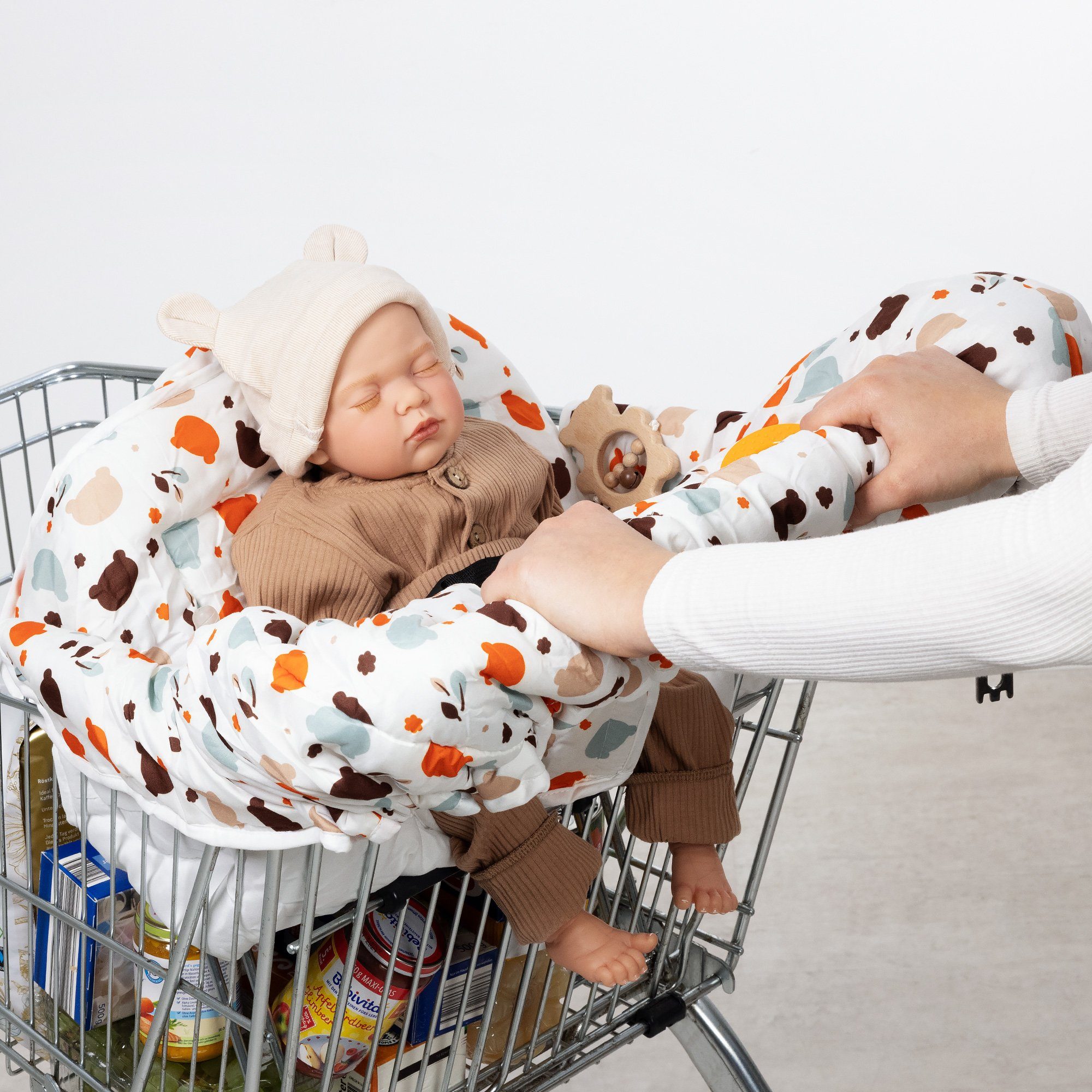 Babydecke 2in1 Einkaufswagenschutz und Hochstuhl-Abdeckung - Navaris Weiß Hygieneschutz