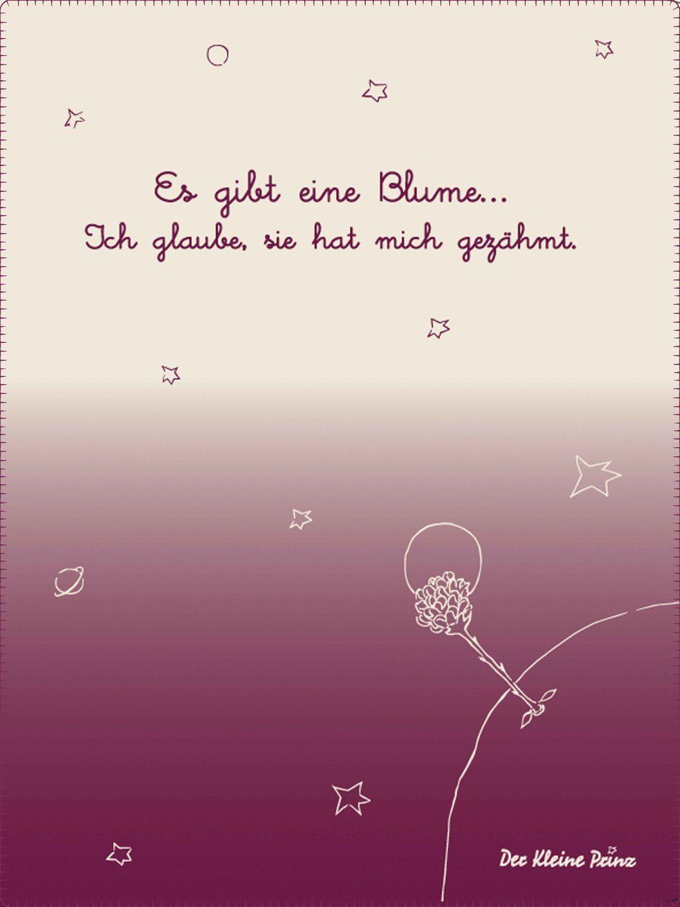 Wohndecke Der kleine Prinz Blume Kuscheldecke, KOLTER, Nachhaltig, vegane Bio-Baumwolle, Made in Germany
