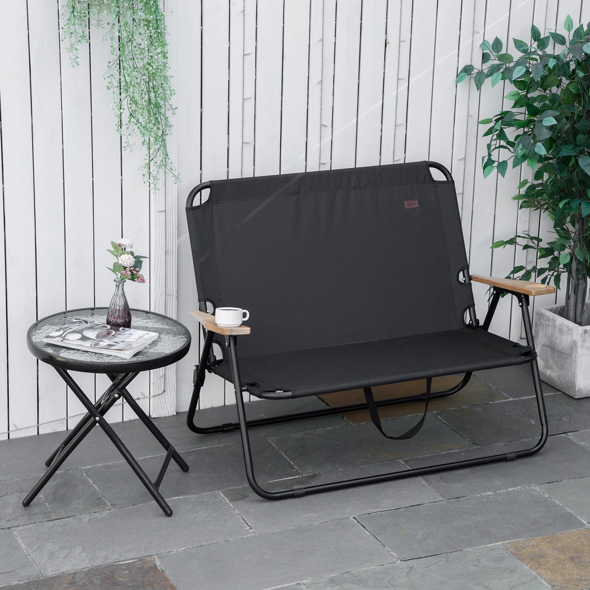 Outsunny Campingstuhl Gartenstuhl, 2-Sitzer Regiestuhl (Klappstuhl günstig online kaufen