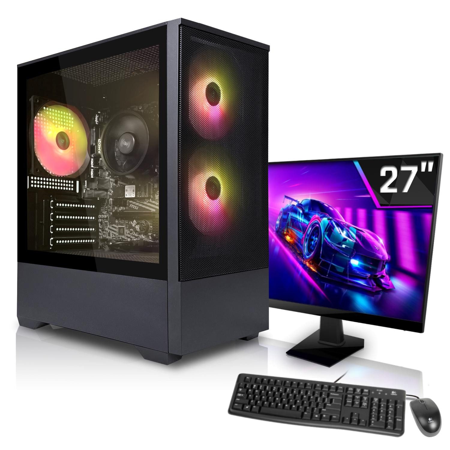 SYSTEMTREFF Basic Gaming-PC-Komplettsystem (27", AMD 5600GT 5600GT, RX Vega 7, 16 GB RAM, 500 GB SSD)