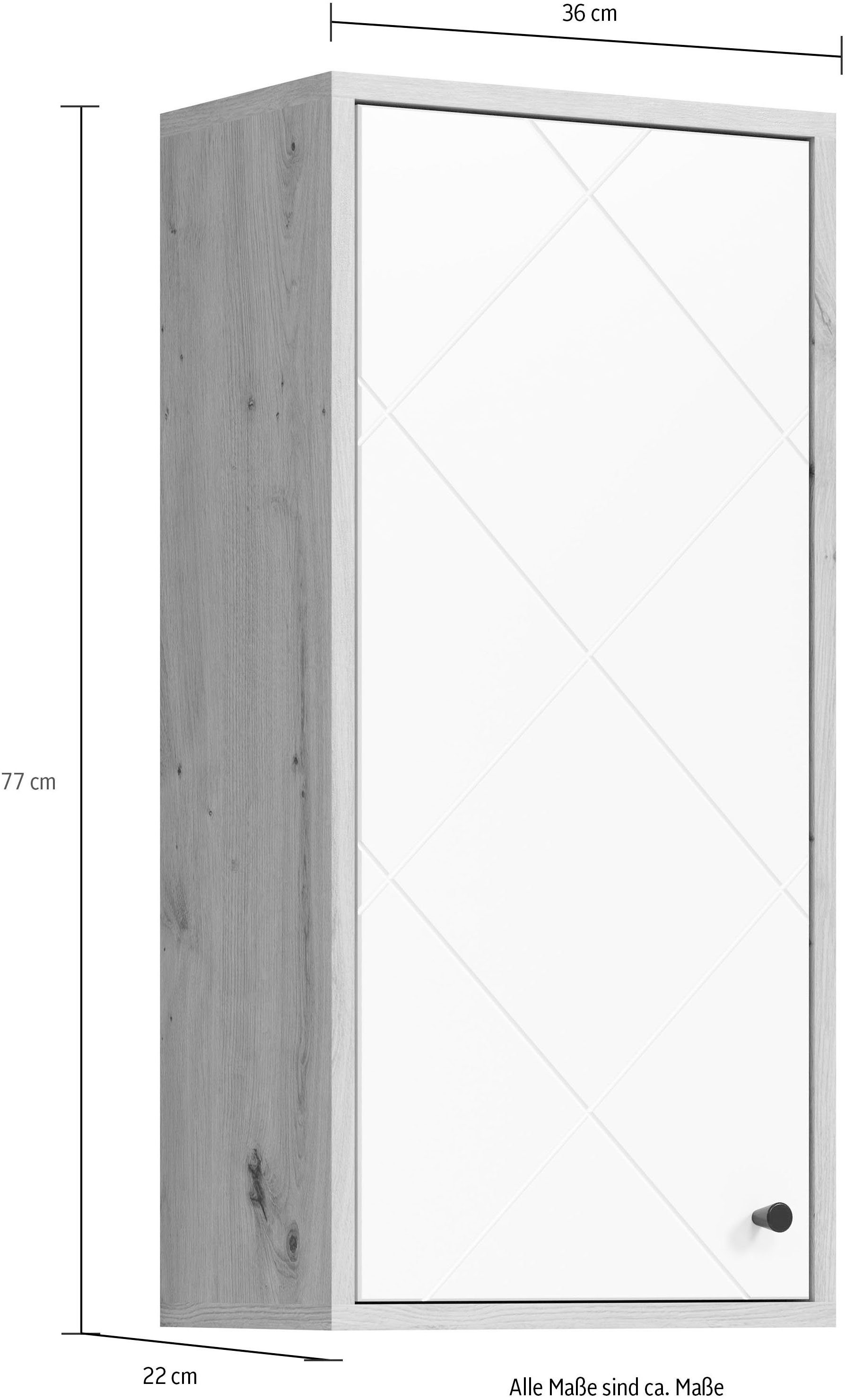 trendteam Hängeschrank klein, cm 1 weiß / braune matt (1-St) breit, Tür, Touch 36 Holzoptik hängend