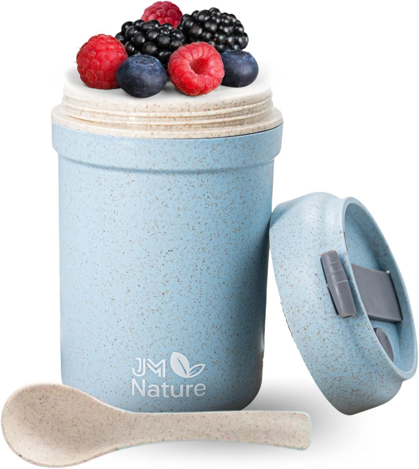 JM Nature Müslibox JM Nature To Go Müslibecher 2x Praktische Joghurtbecher Deckel Löffel