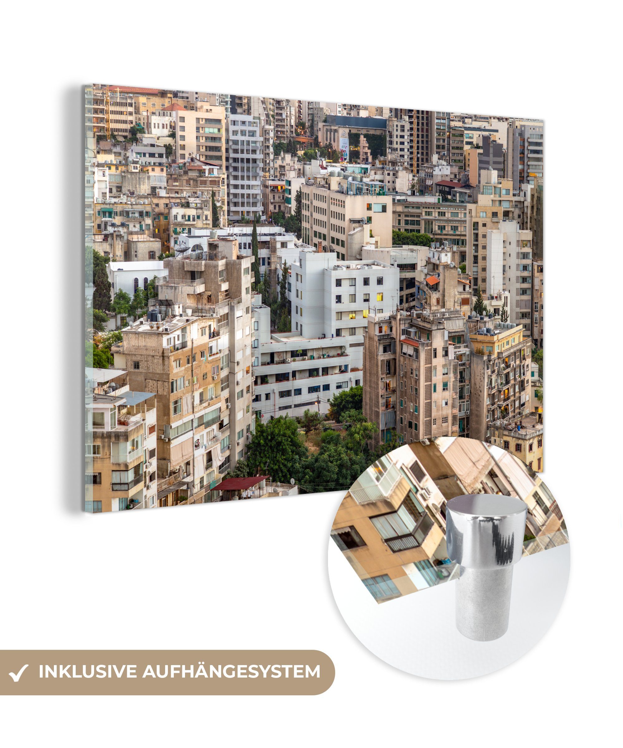 MuchoWow Acrylglasbild Ein Bild mit Blick auf einen Teil von Beirut, (1 St), Acrylglasbilder Wohnzimmer & Schlafzimmer