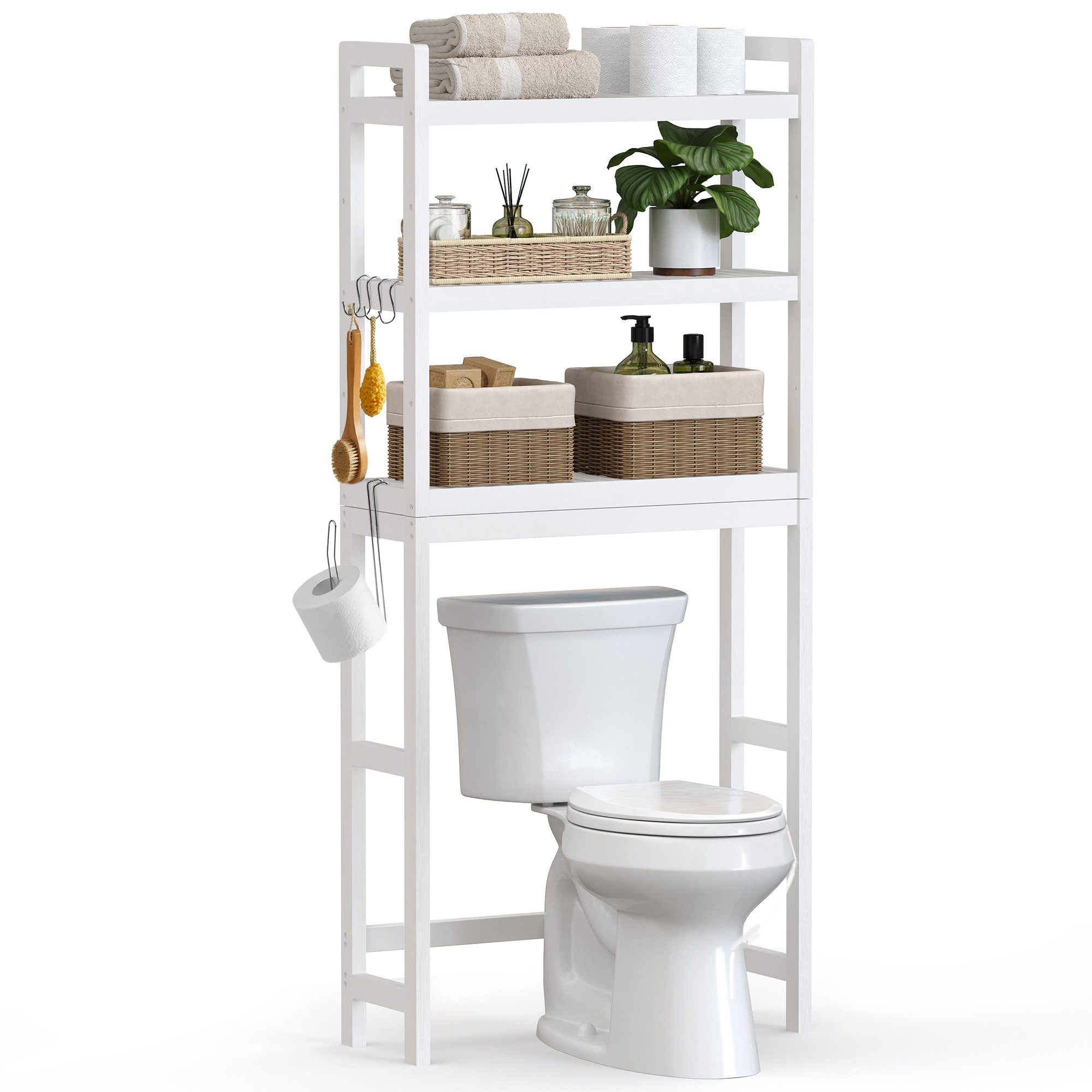 SONGMICS Badregal Badezimmerregal Toilettenregal, 3-stöckiges Badregal Bamb günstig online kaufen