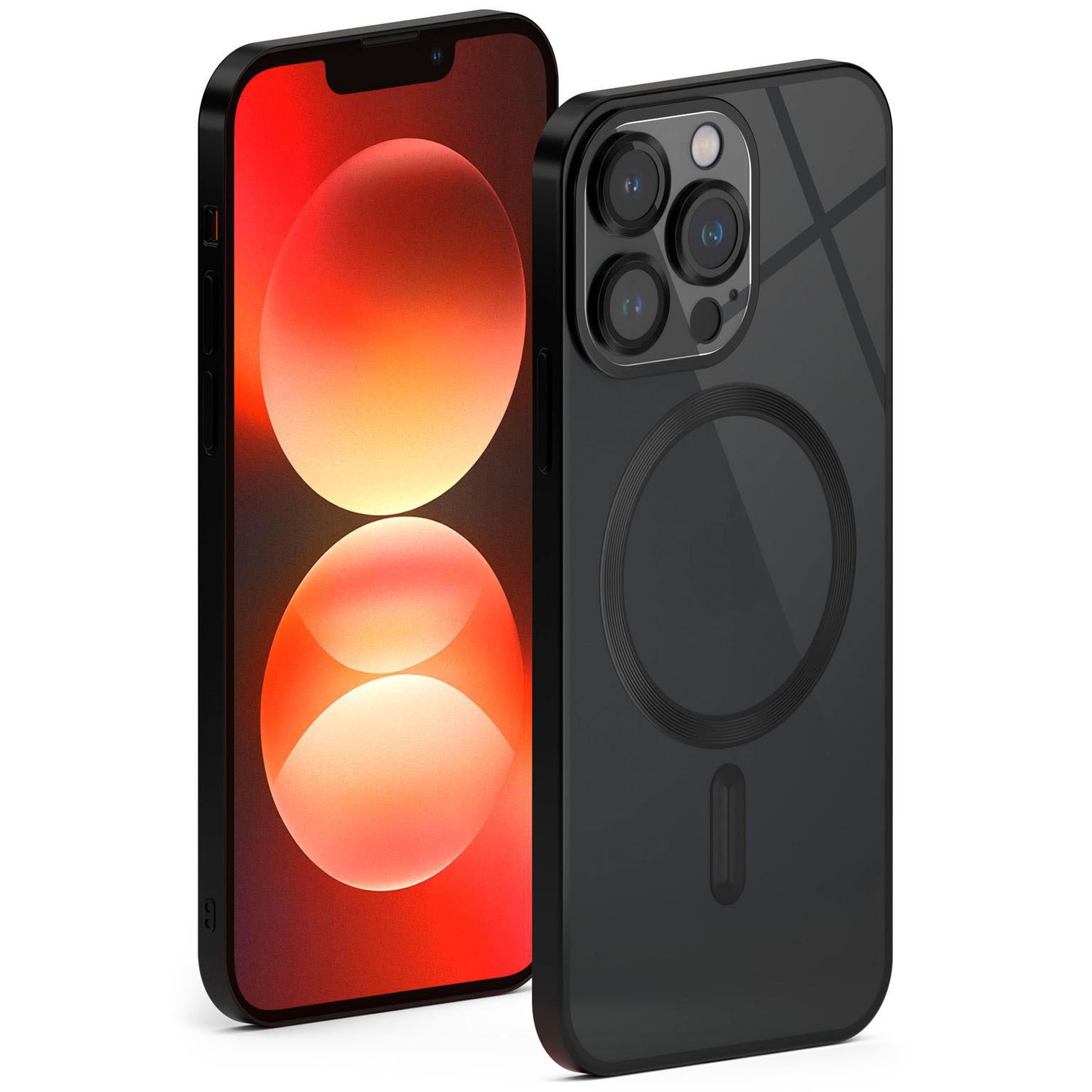 ONEFLOW Handyhülle für iPhone 12 Pro Max Hülle MagSafe Cover Aura Case Schwarz, Handy Schutz Hülle Silikon Case Back Cover durchsichtig Schutzhülle