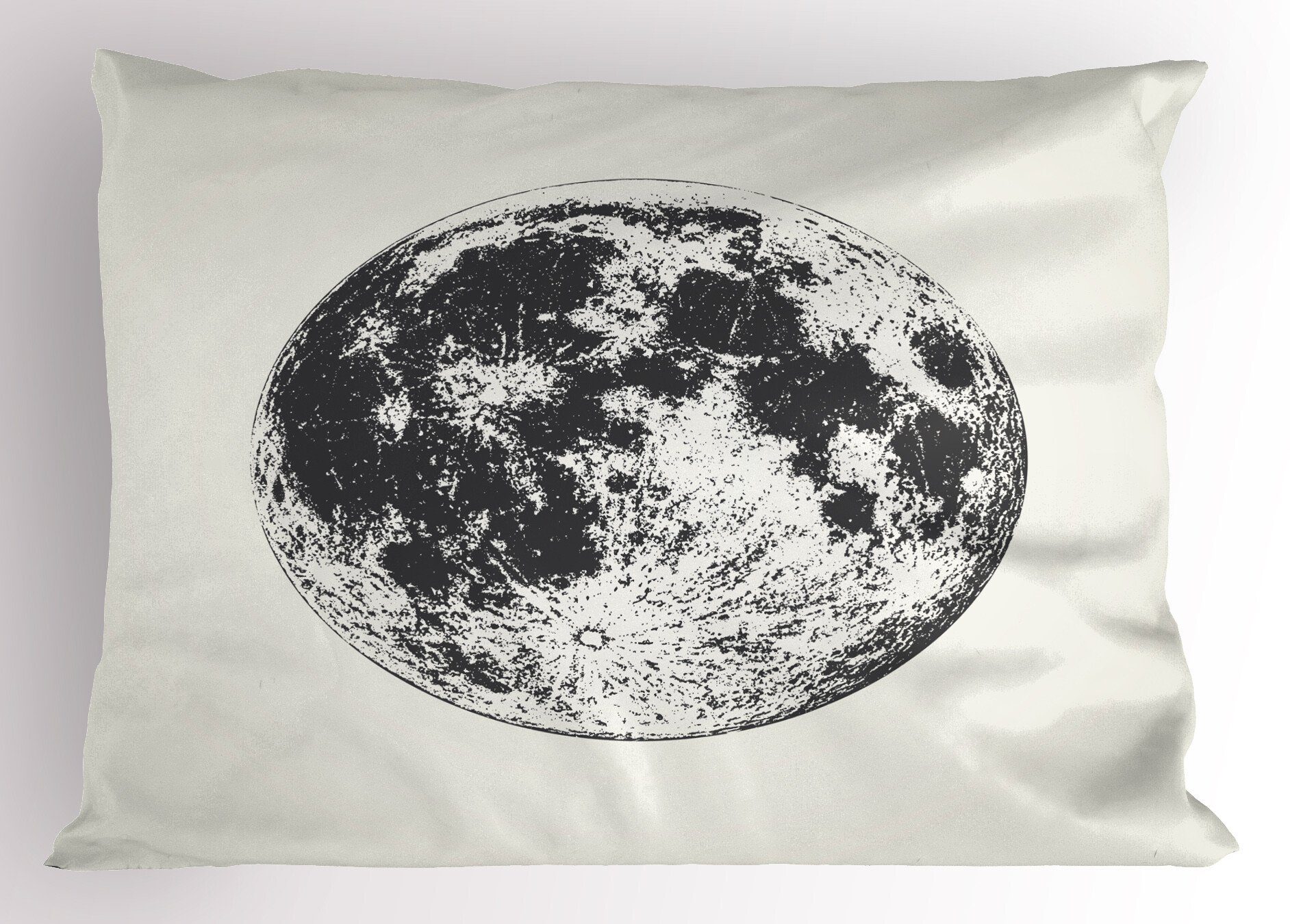 Kopfkissenbezug, Detaillierte Gedruckter Stück), Kissenbezüge Standard Dekorativer Abakuhaus (1 Vollmond Sketchy Mond Size