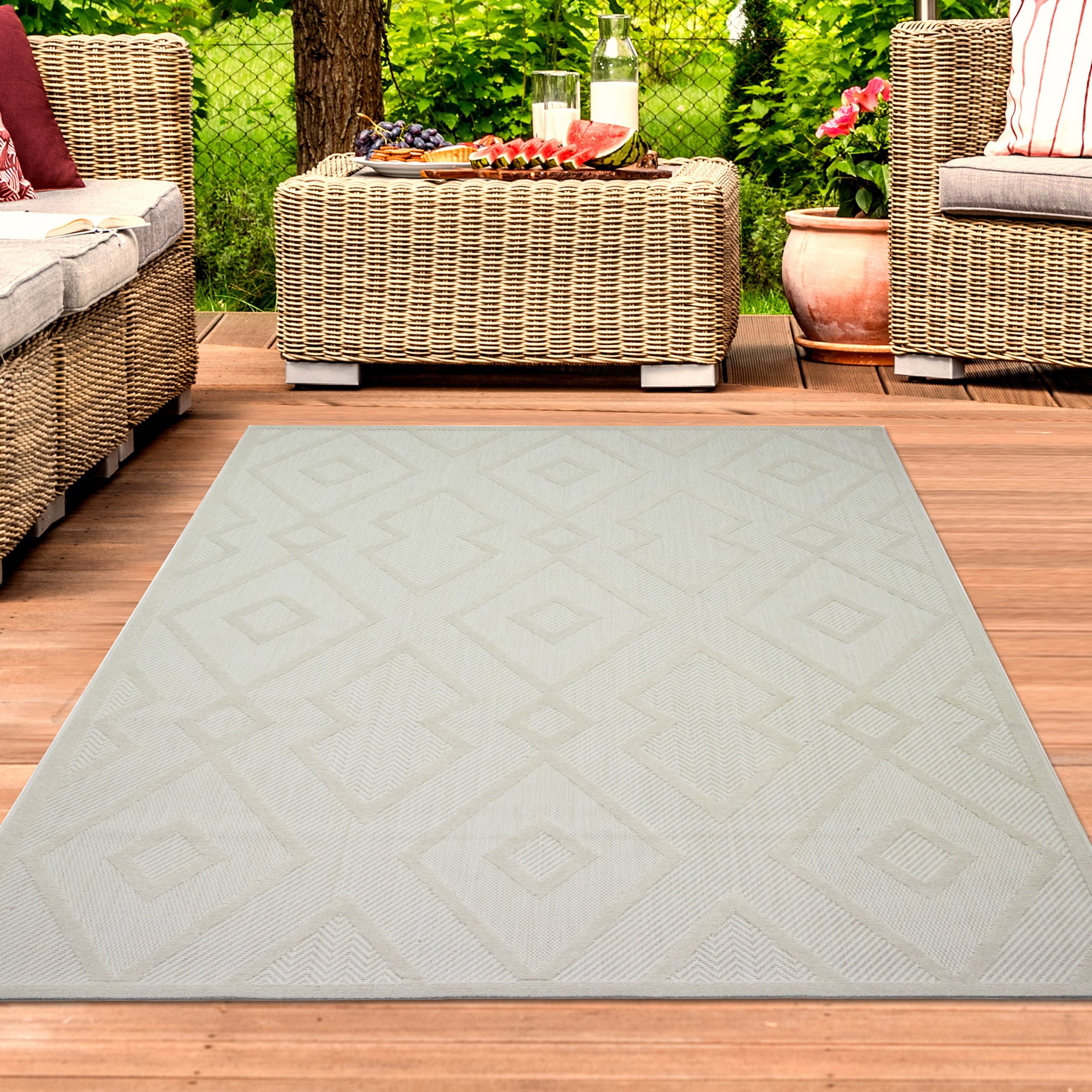 Outdoorteppich In- & Outdoor Teppich in creme, TeppichHome24, rechteckig,  Höhe: 5 mm