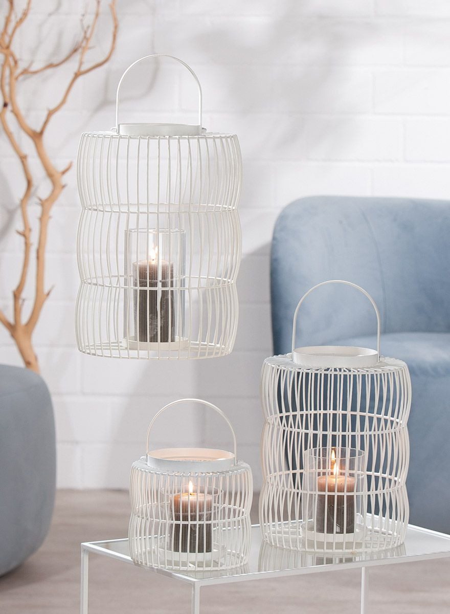 GILDE Windlicht Windlicht "Stage" weiß 23cm