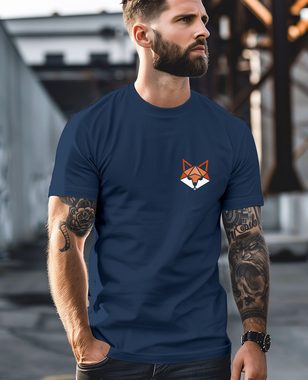 Neverless Print-Shirt Herren T-Shirt Fuchsmotiv Brustlogo Aufdruck Tiermotiv Polygon-Style mit Print