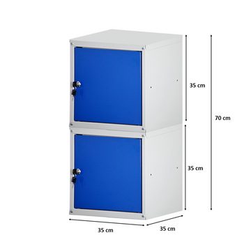 PROREGAL® Spind Mega Deal, 2x Schließfachwürfel Cubic, HxBxT 35x35x35 cm, Grau-Blau (2-St)