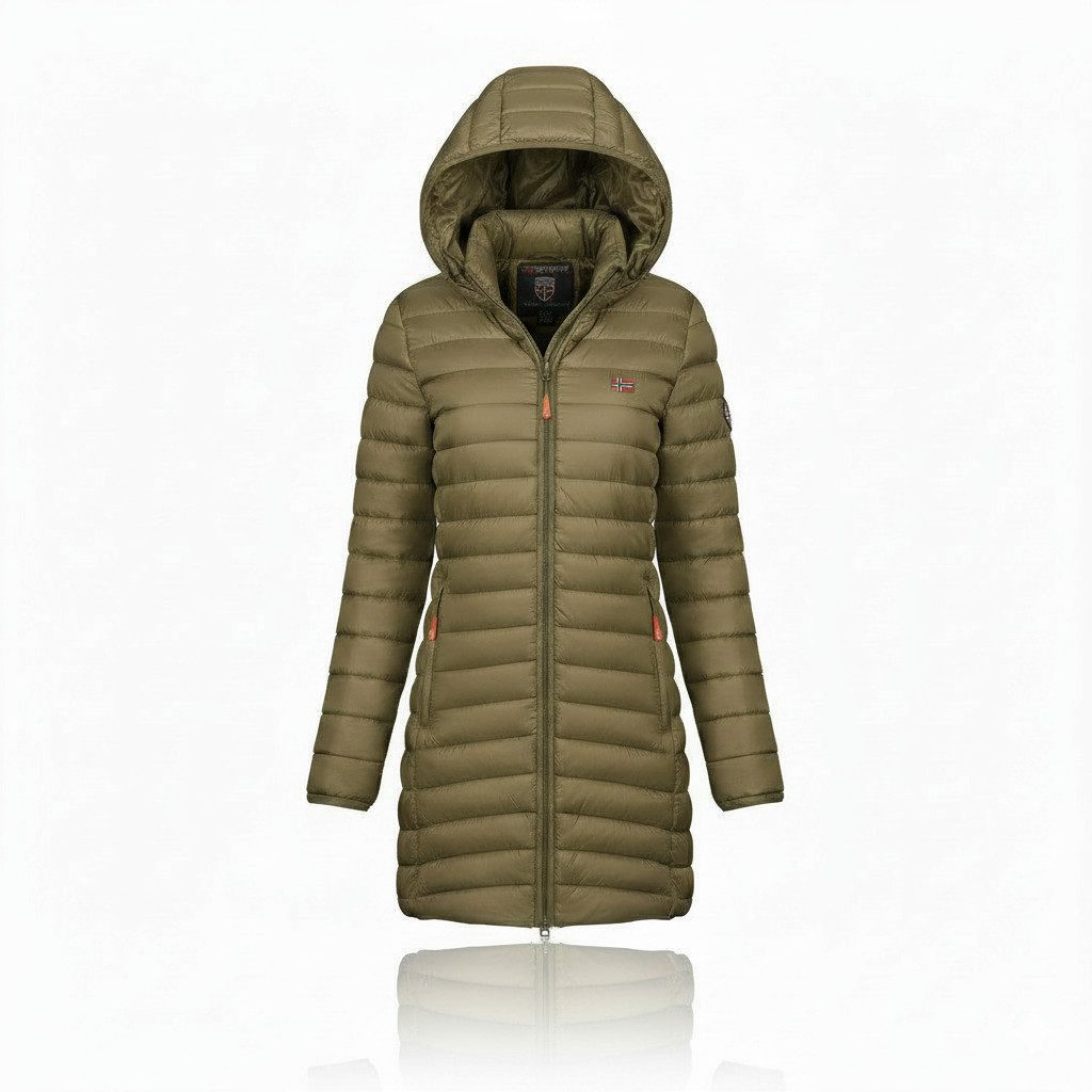 Geographical Norway Steppmantel Hochwertige Outdoorjacke ATIKA HOOD LONG (1-tlg) Outdoor Steppjacke Parka Lange Mit Kapuzenjacke Steppmantel