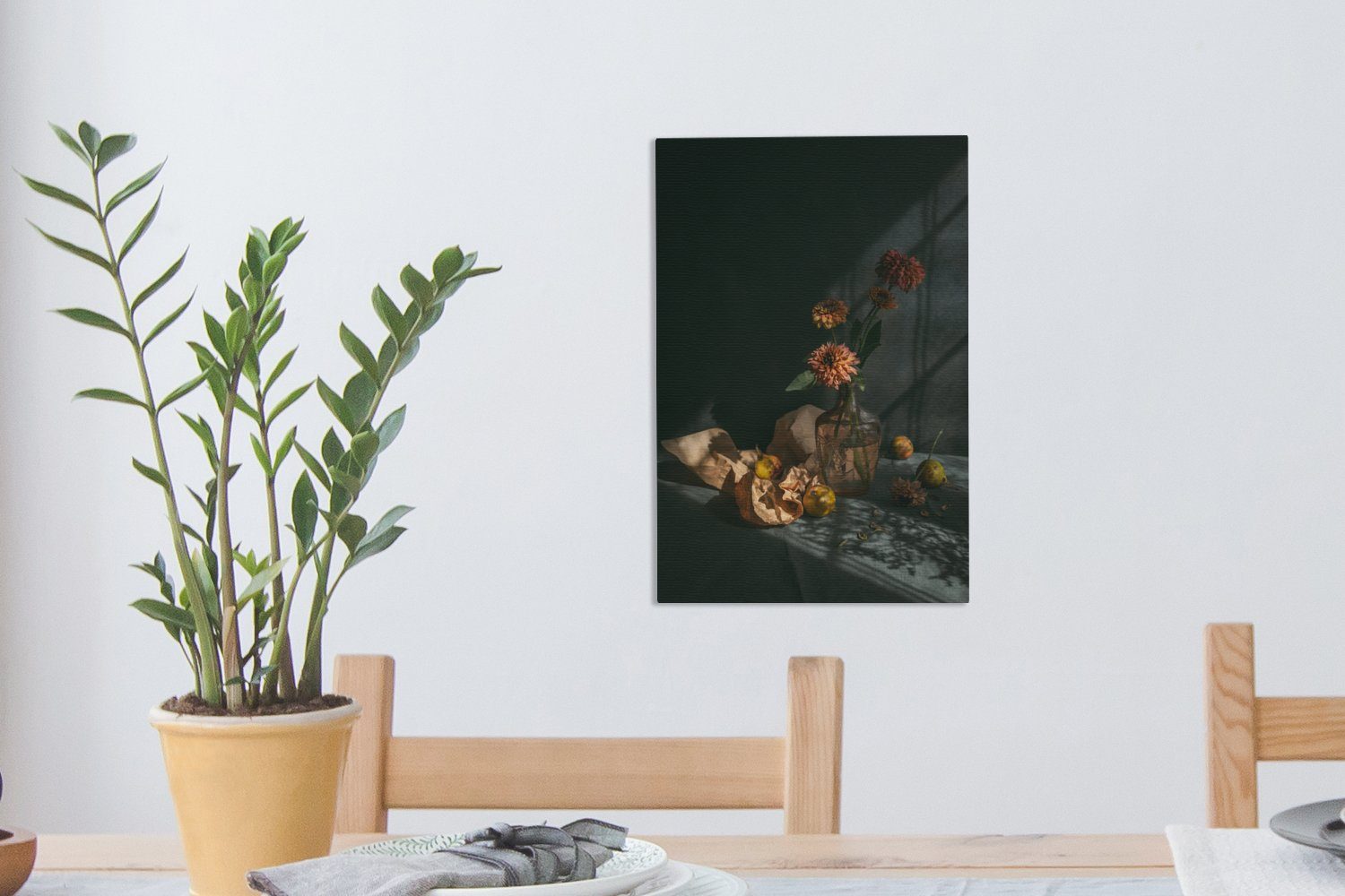 OneMillionCanvasses® Leinwandbild Obst fertig (1 Blumen bespannt St), inkl. 20x30 Zackenaufhänger, Leinwandbild - cm Stilleben, - Gemälde