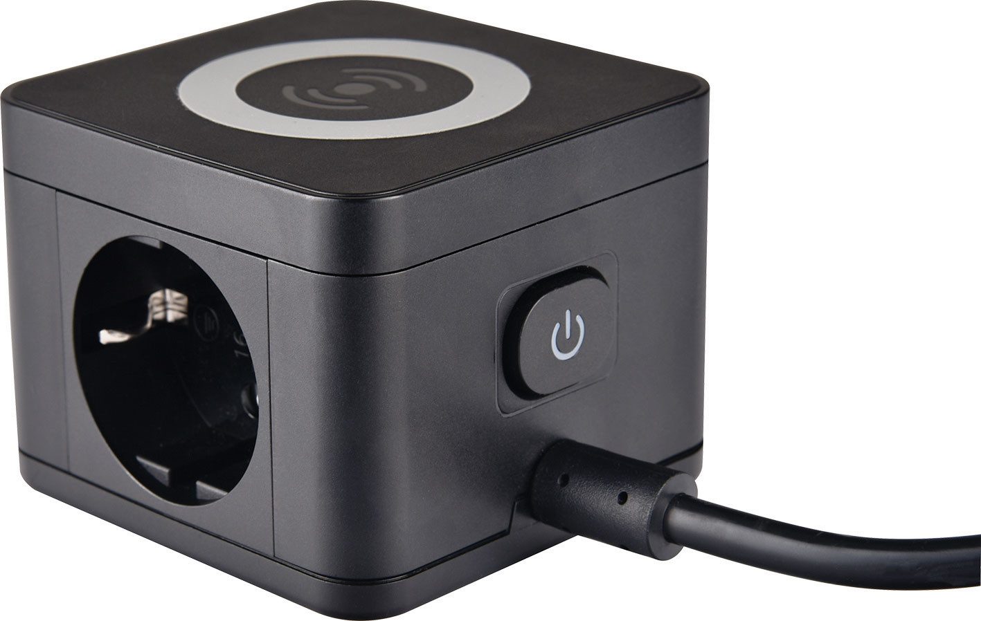 as - Schwabe Tischsteckdosen mit Induktionsladefläche, IP20 Steckdosenleiste 2-fach (Ein- / Ausschalter, USB-Anschlüsse, Schalterbeleuchtung, Schutzkontaktstecker, Kabellänge 1,5 m), mit erhöhtem Berührungsschutz und Schalter