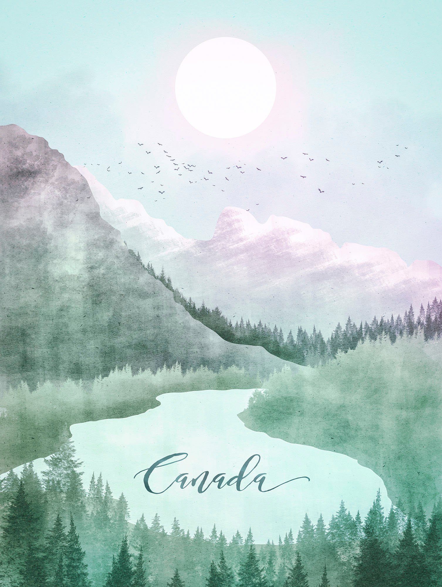 Komar Bild Vintage Travel Canada, Natur (1 St), Wandbild zur Dekoration - ohne Rahmen