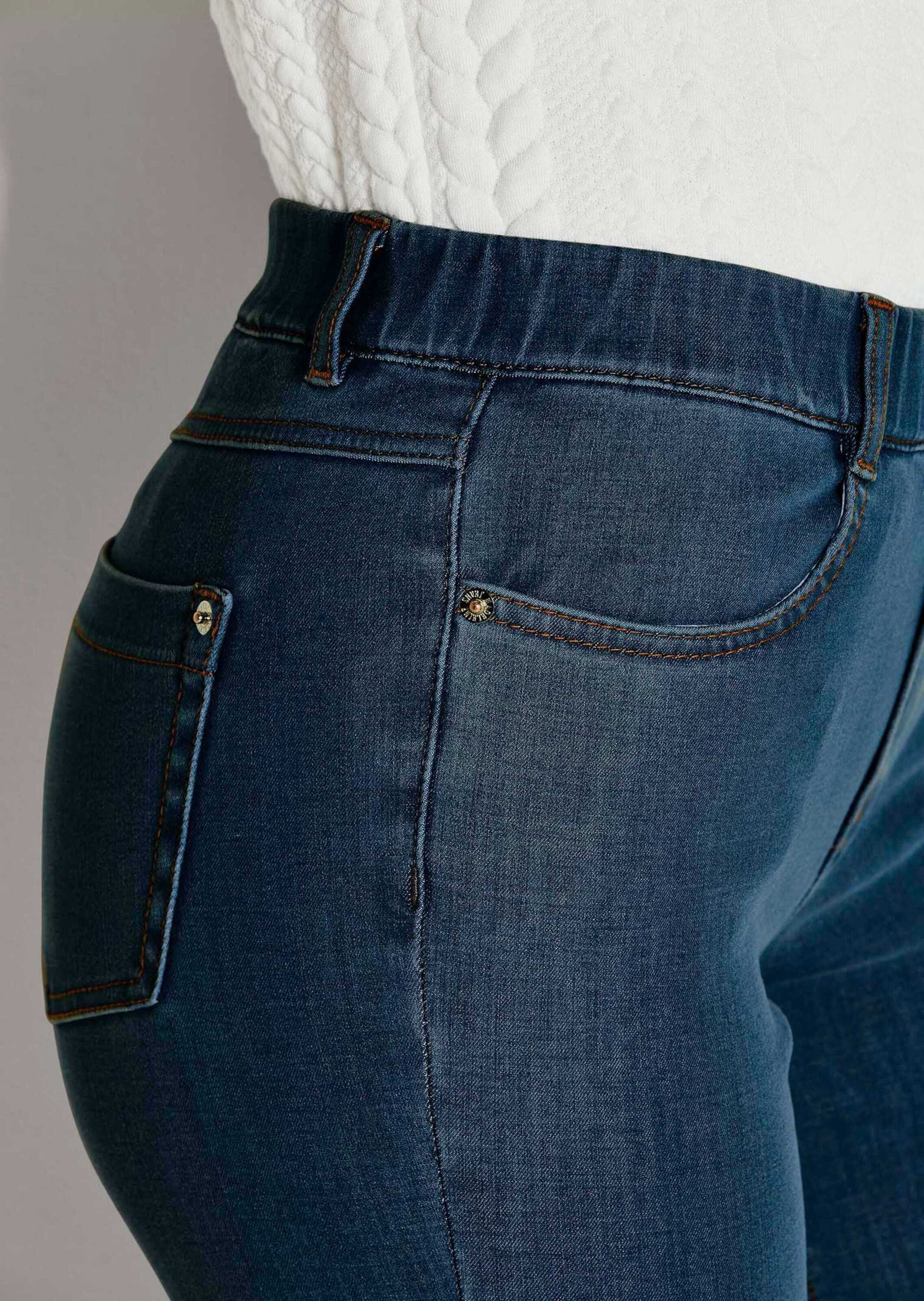 MADELEINE Gerade Jeans Kurzgröße: Denim-Leggings mit Schlupfbund Bi-elastische Jeans mit Schlupfbund im 4-Pocket-Design