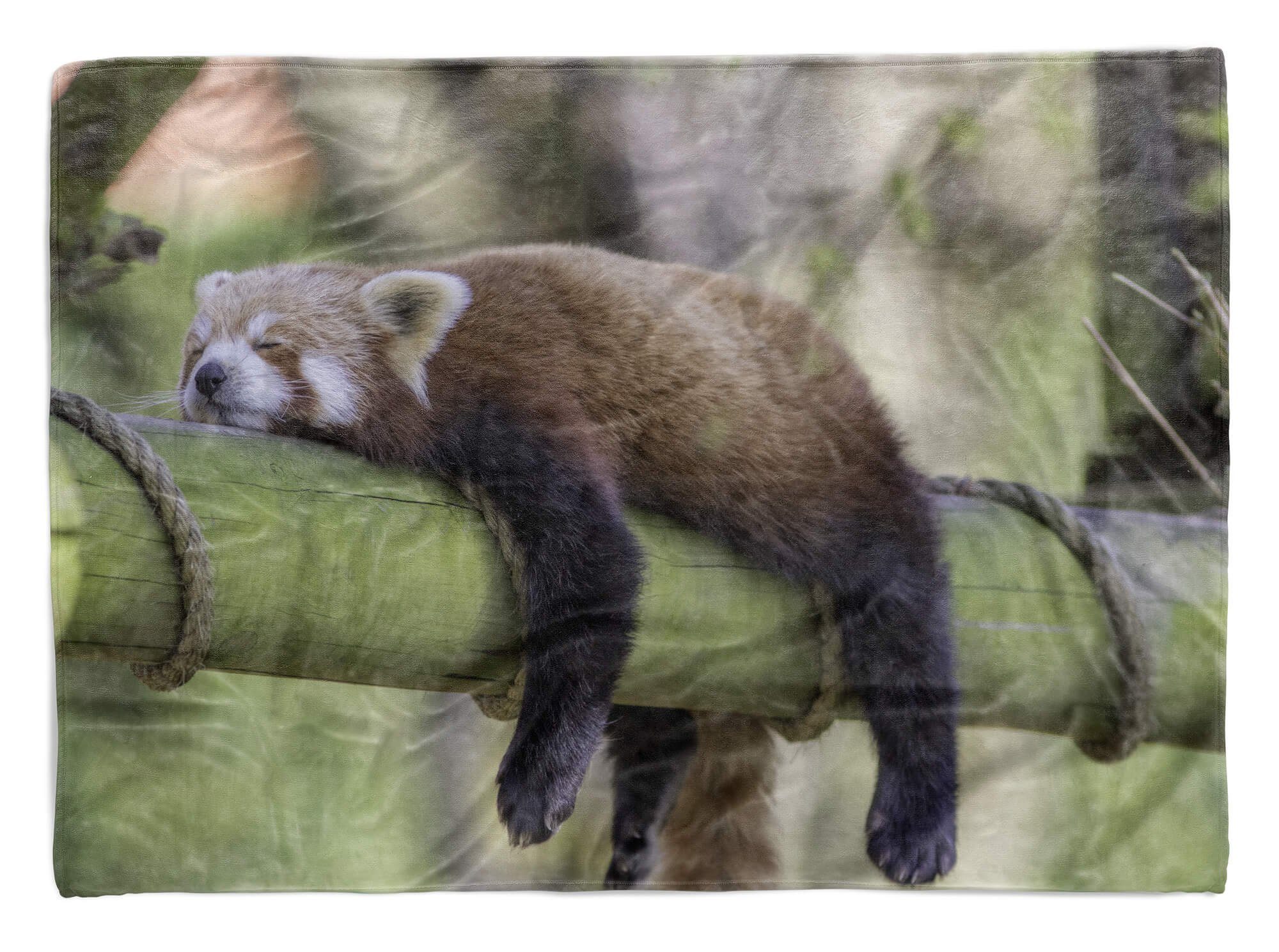 Sinus Art Handtücher Handtuch Strandhandtuch Saunatuch Kuscheldecke mit Tiermotiv roter Panda hängt, Baumwolle-Polyester-Mix (1-St), Handtuch