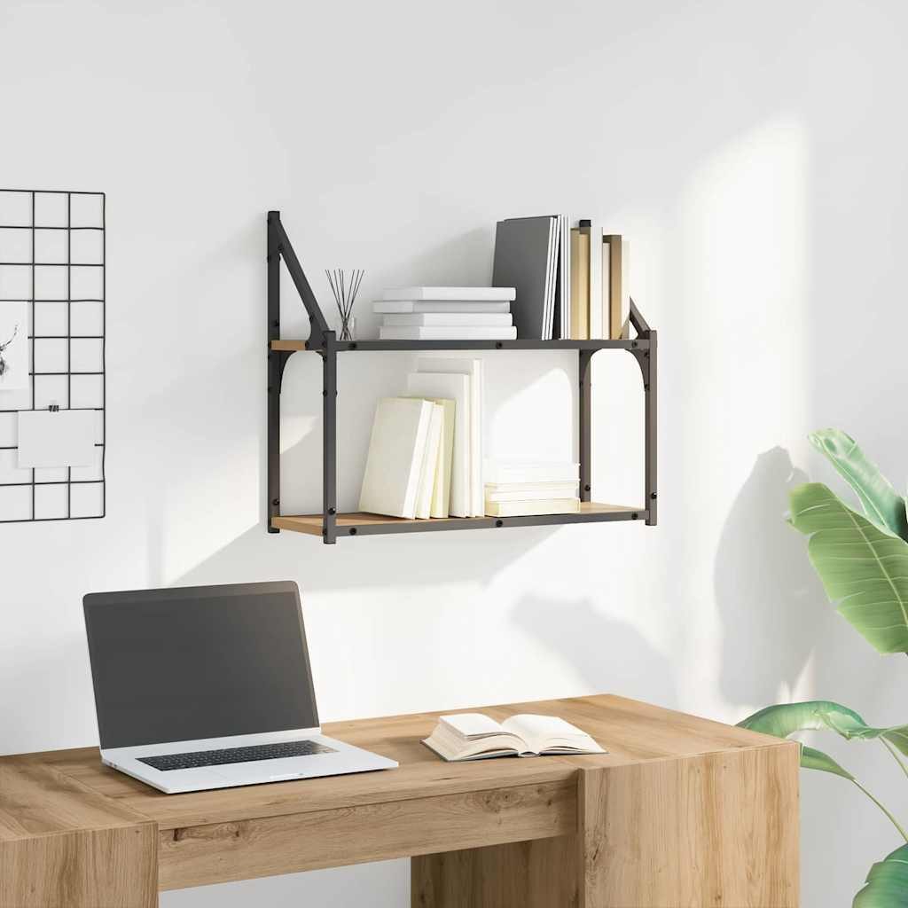 vidaXL Regal Wandregal Wandhalterung Artisan-Eiche 60 x 21 x 51 cm, 1-tlg. – Bild 4 von 5