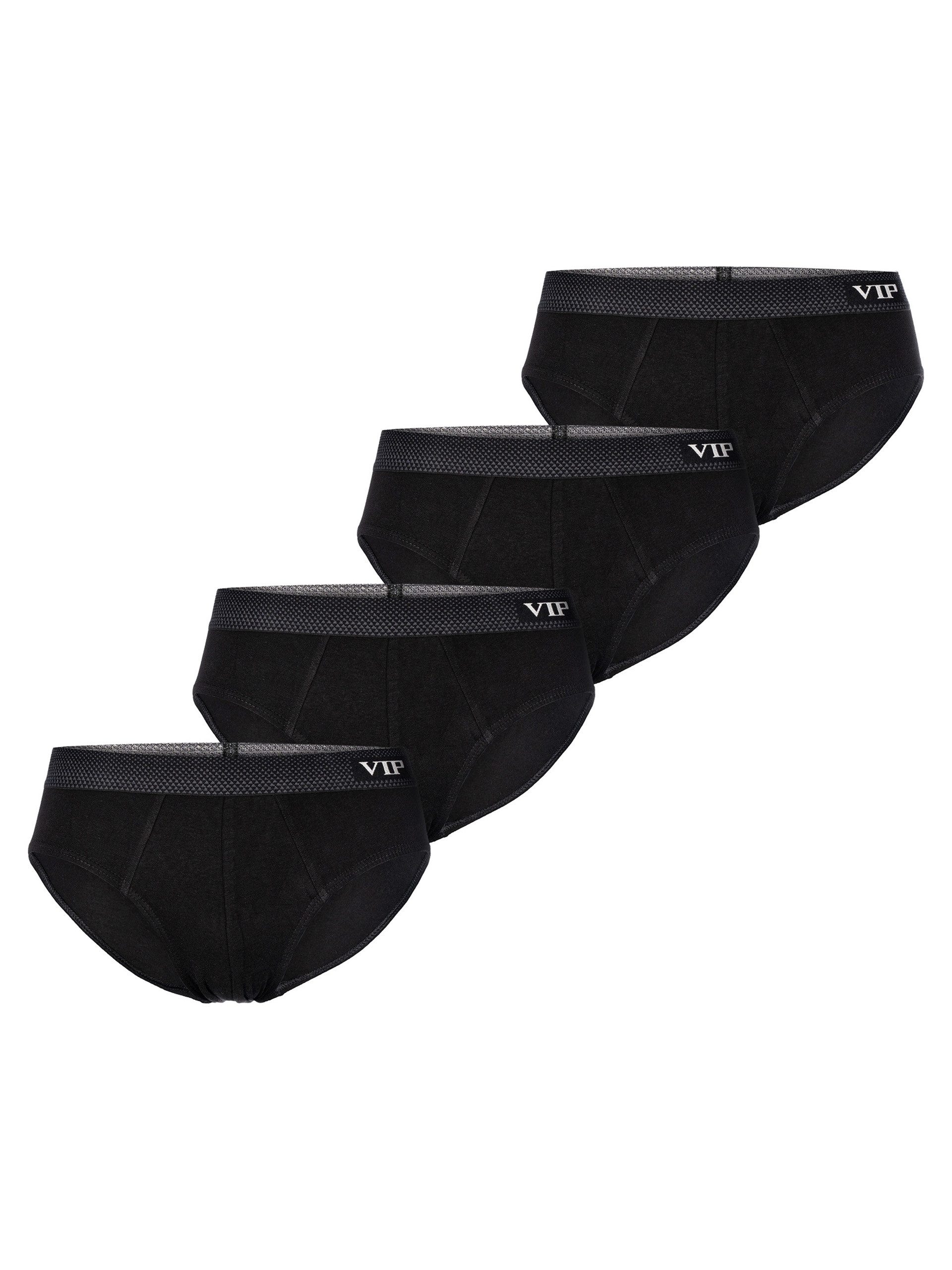 VIP Slip Premium Jersey Stretch - 4er Set - klassische Unterhosen (4-St) Unterwäsche Männer Herren Uni Baumwoll-Mix (95% Baumwolle) 4-Pack