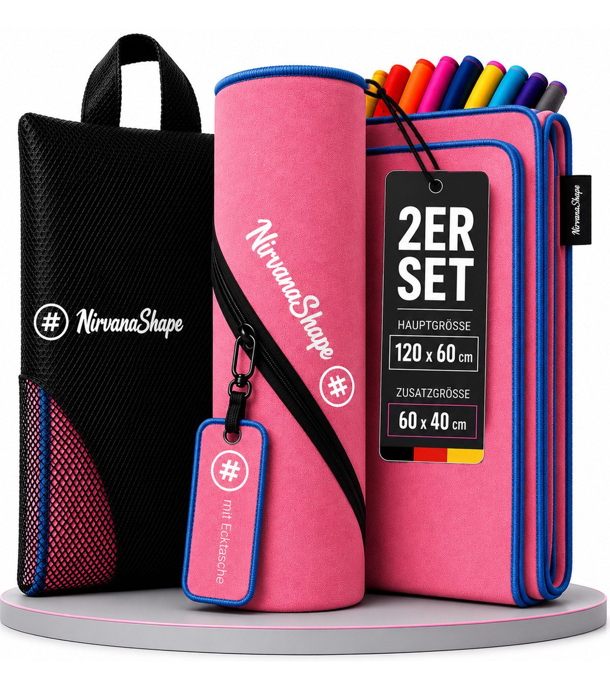 NirvanaShape Reisehandtuch Mikrofaser Handtücher Set, Badehandtuch, Reisehandtuch, Strandtuch, Ecktasche mit Reißverschluss, saugfähig, leicht, schnelltrocknend