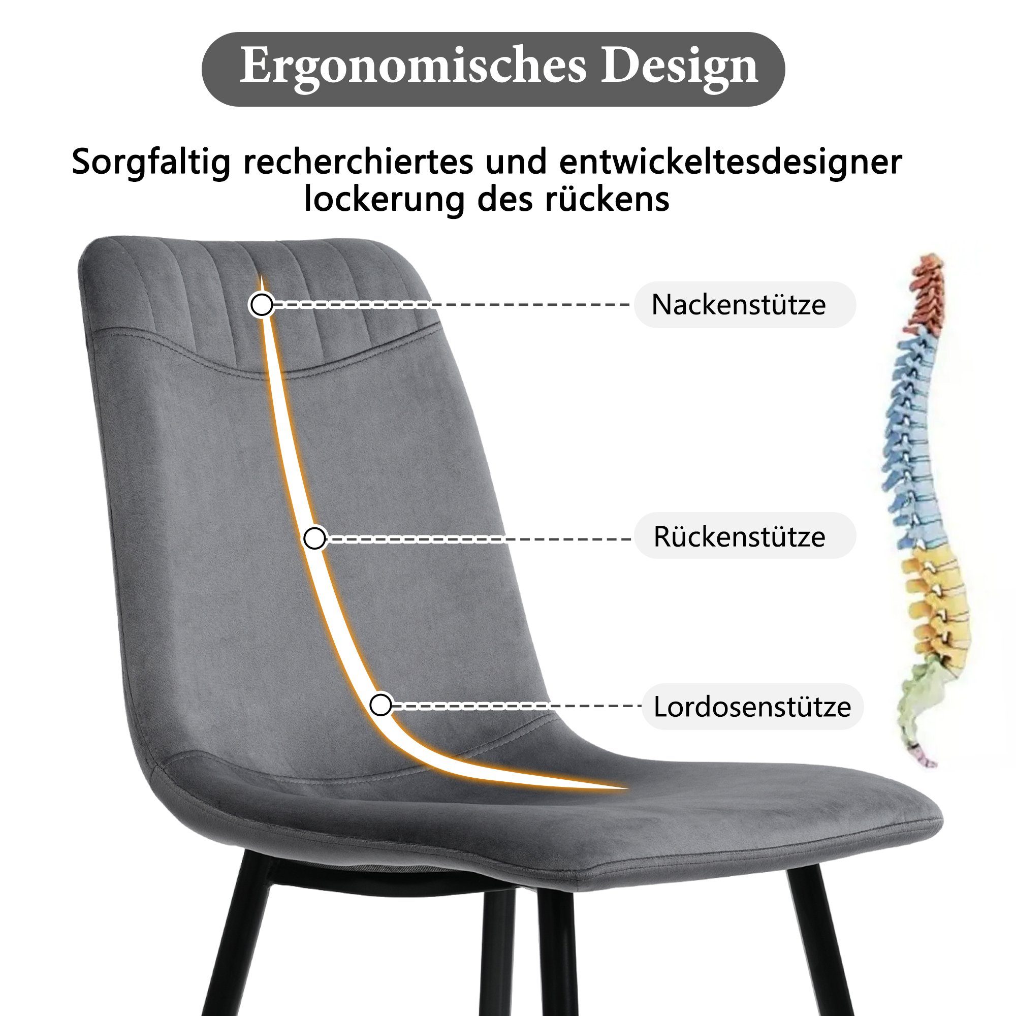 WISHDOR Essgruppe Esstisch Tisch- 4 Tisch mit mit Klassische Esstisch, und Set und gemusterter Stuhlset, 4 Marmor Küchen (Modernes Stühlen Stühle), elegante Esszimmerstuhl 5-tlg., Esstisch Stühlen Set