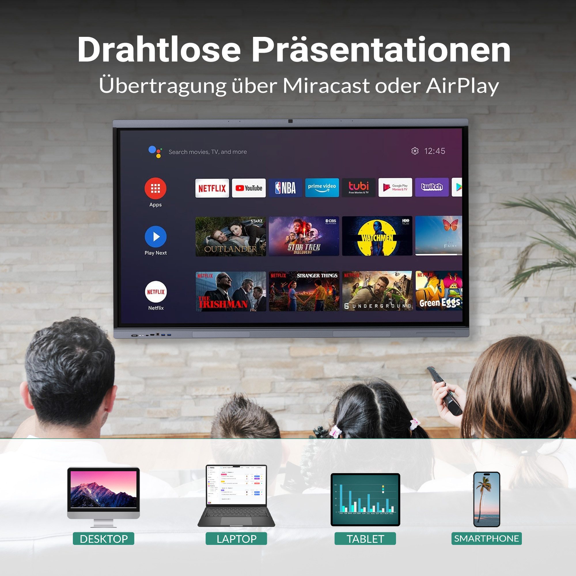 Xoro Memoboard MeetingPad 75 - Touchscreen Smartboard, Interaktives 4K-MeetingPad mit Kamera, Touch und Audio integriert.