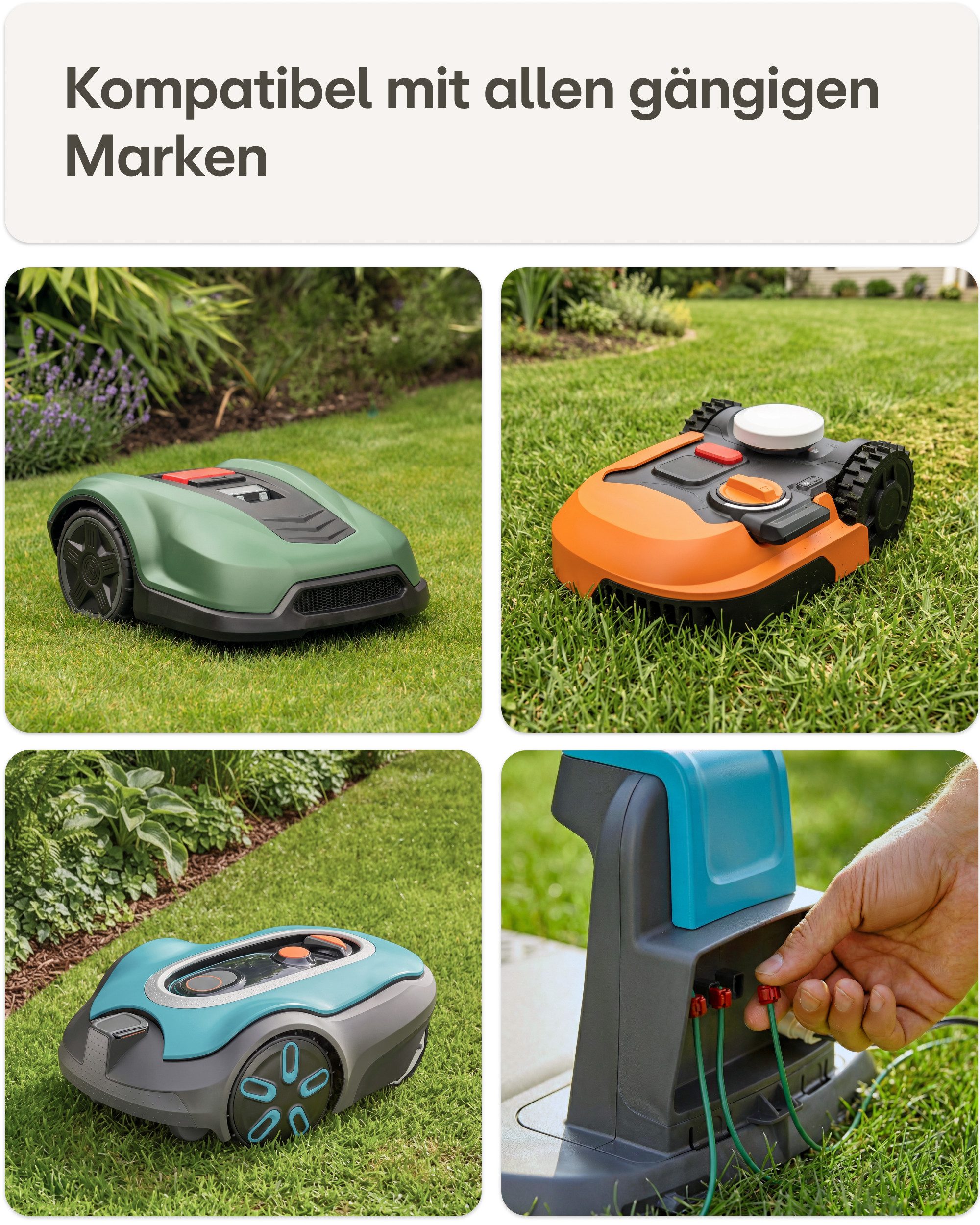 Praknu Rasenmähroboter Begrenzungskabel Mähroboter Set – Draht Erdnägel Verbinder Universal, (Komplettset, 150m Kabel, 150 Erdnägel, 10 Gel- & 10 Standardverbinder)