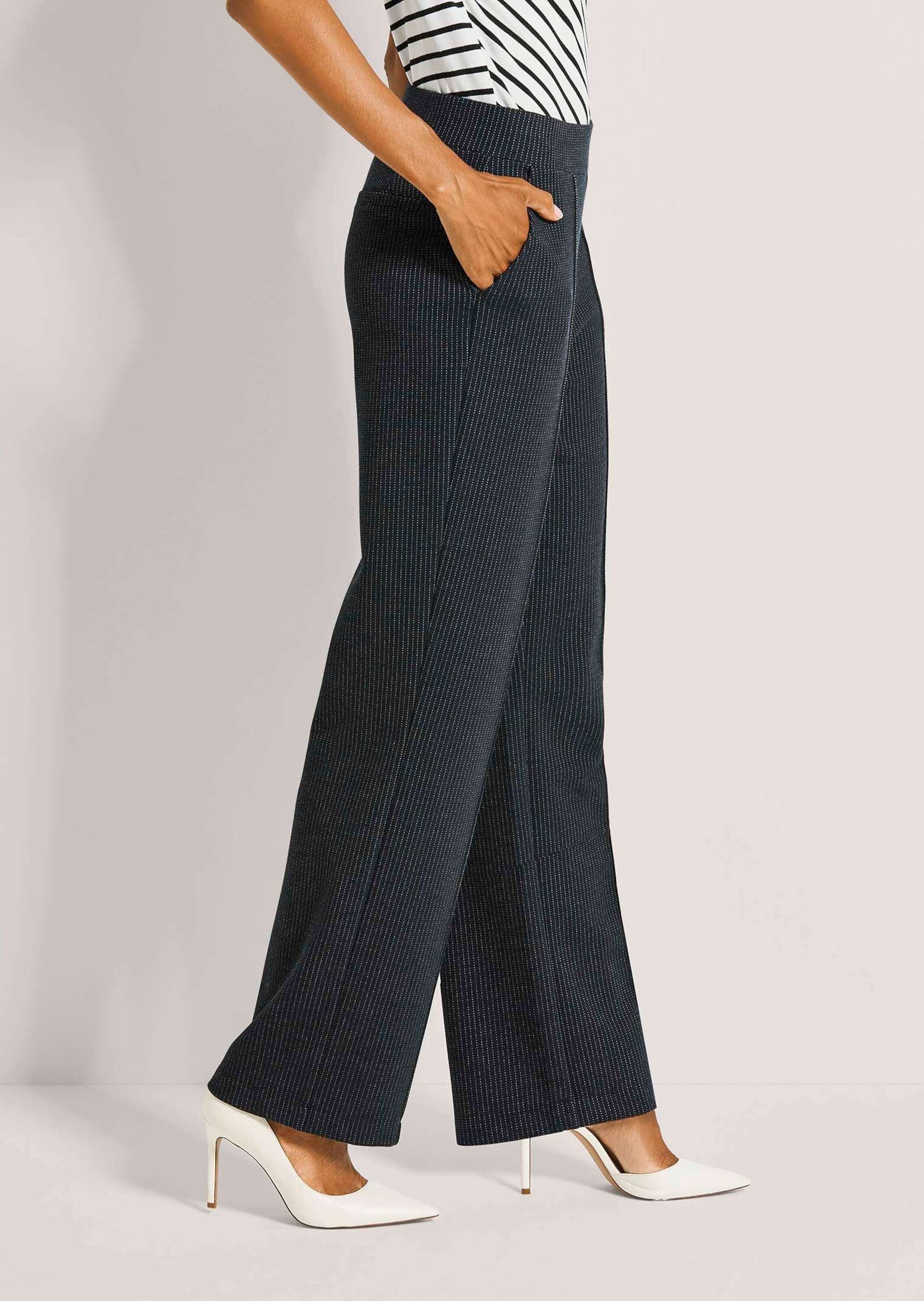 MADELEINE Jerseyhose Jerseyhose mit Nadelstreifen Sommerhose mit Schlupfbund, Taschen, Biesen und Knöchellänge