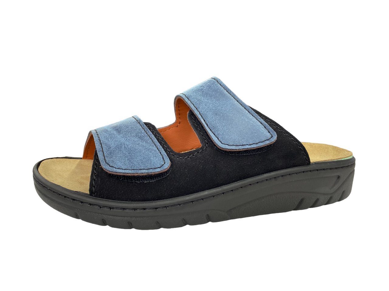 algemare Algemare Herren Pantolette 72612-8144 asfalt Nubuk/blu Veluret Pantolette