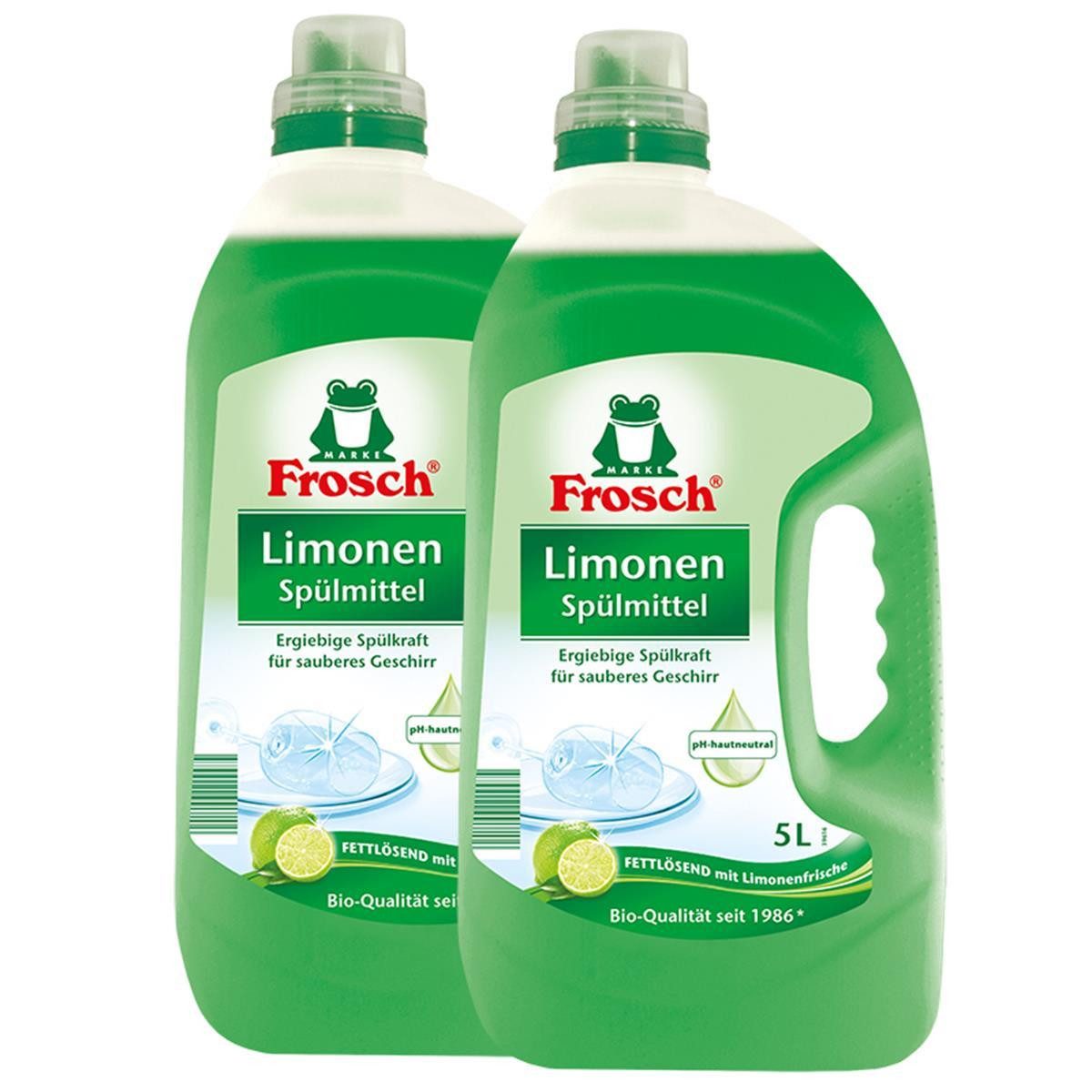 2x Frosch Spülmittel 5 Liter mit fettlösenden Limonen-Extrakten Geschirrspülmittel