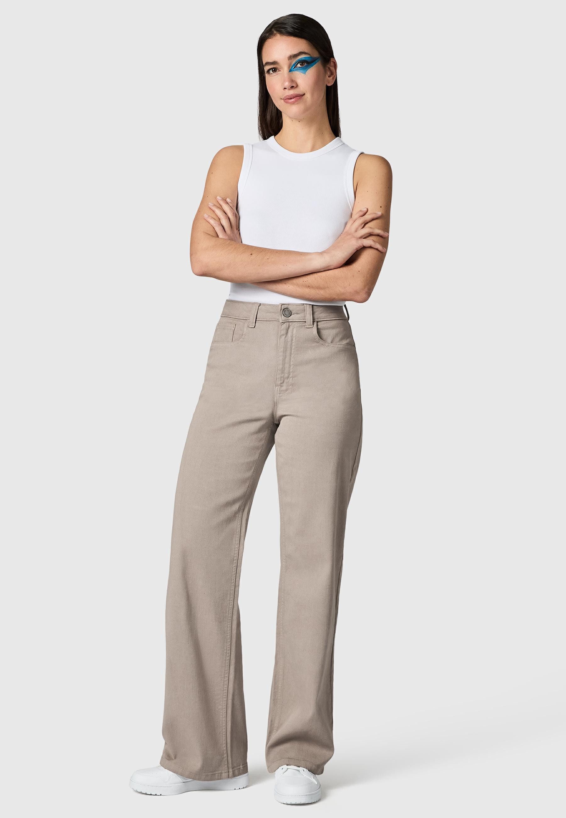 PEAK TIME Chinohose Cyrele Lange Wide-Leg-Hose mit Bio-Baumwolle