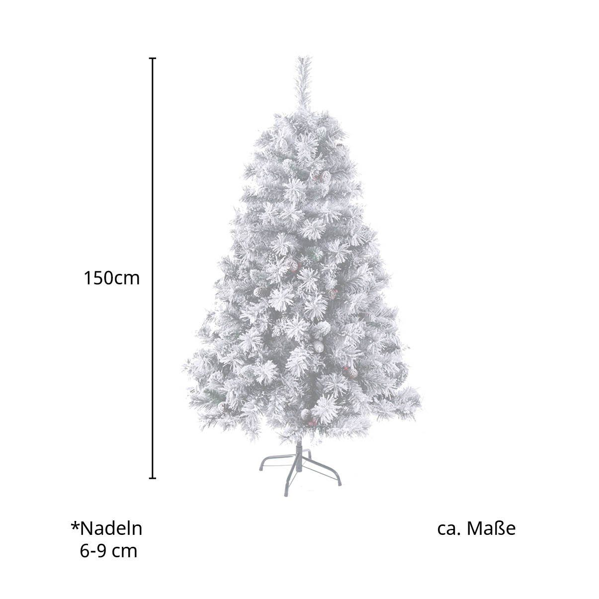 Nordmanntanne, cm PVC, 371 Weihnachtsbaum Tannenbaum, Kunstbaum, Weihnachtsbaum, Schnee-Beeren-Zapfen 150 Spitzen, Künstlicher Schnee, SVITA