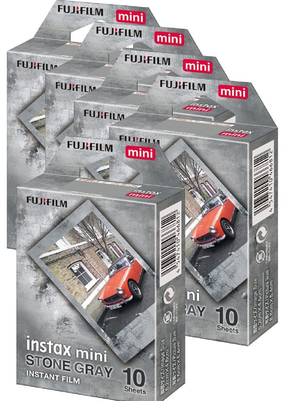 FUJIFILM Sofortbildfilm 5x Fujifilm Instax Mini Film Stone Gray je 10 Aufnahmen