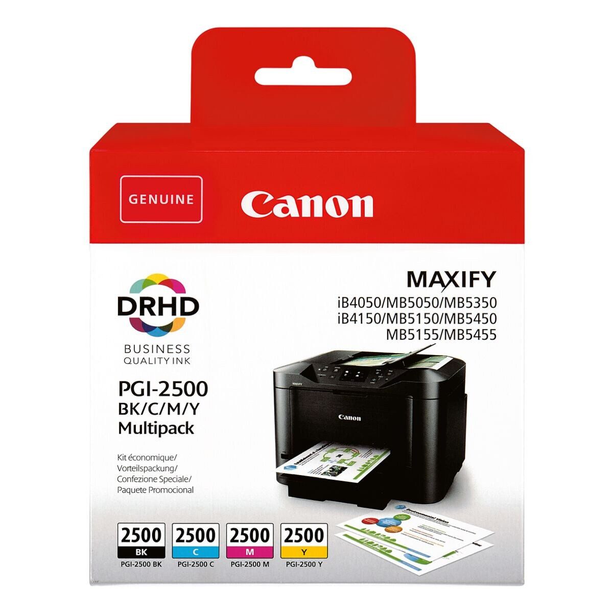 Canon PGI-2500 BK/C/M/Y Tintenpatrone (Doppelpack, 4-tlg., Original Druckerpatronen, schwarz)