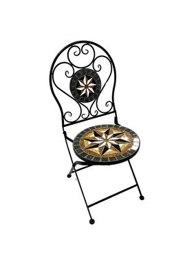 Wohnando Garten-Essgruppe Bistroset "Casper", Metalltisch, Metallmöbel, schwarz, Mosaik-Design, (3-tlg), bestehend aus 2 Stühlen und 1 Tisch, Braun Mix