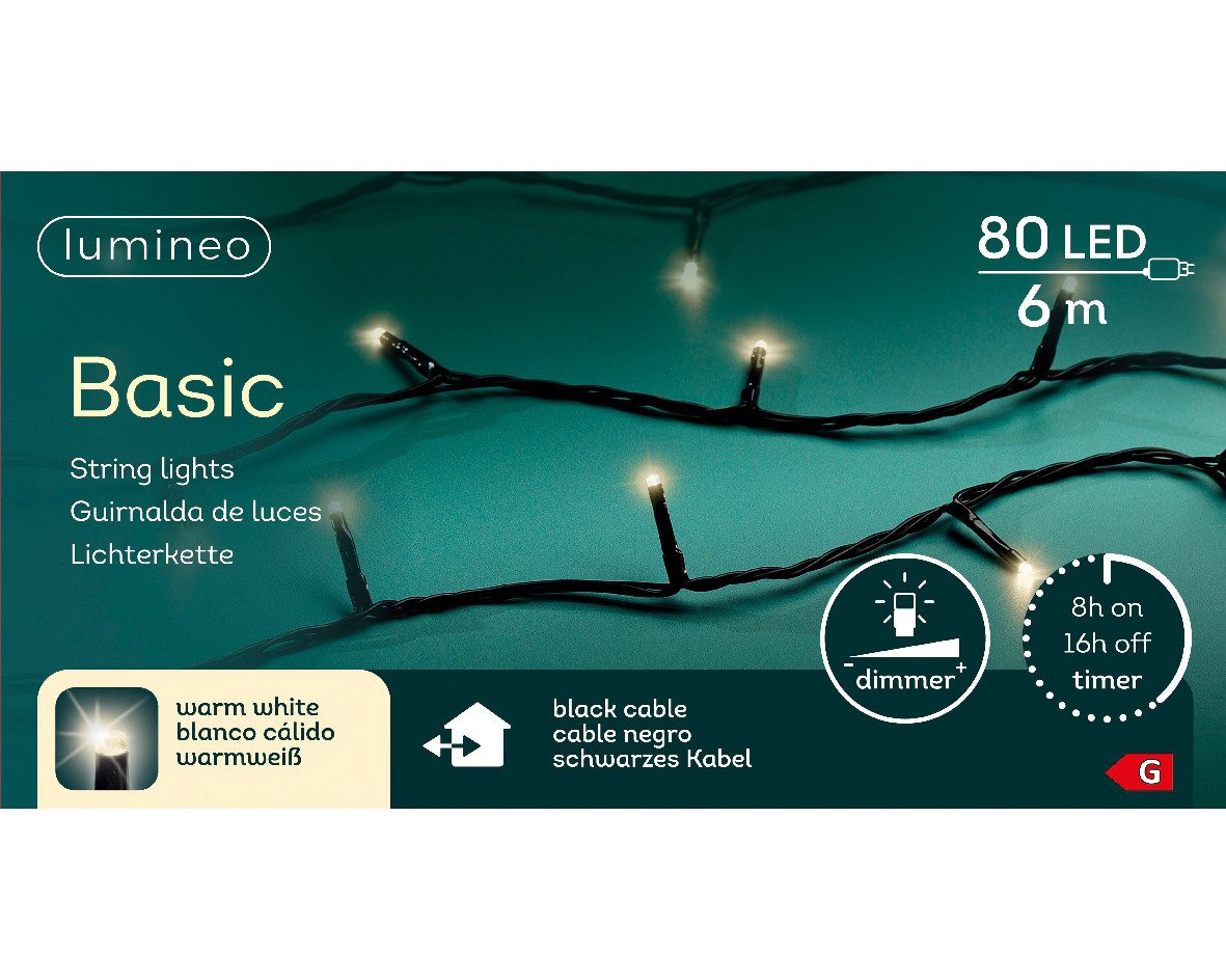 Kaemingk LED-Lichterkette LED Basic-Beleuchtung Outdoor L.600cm 80L schwarz günstig online kaufen