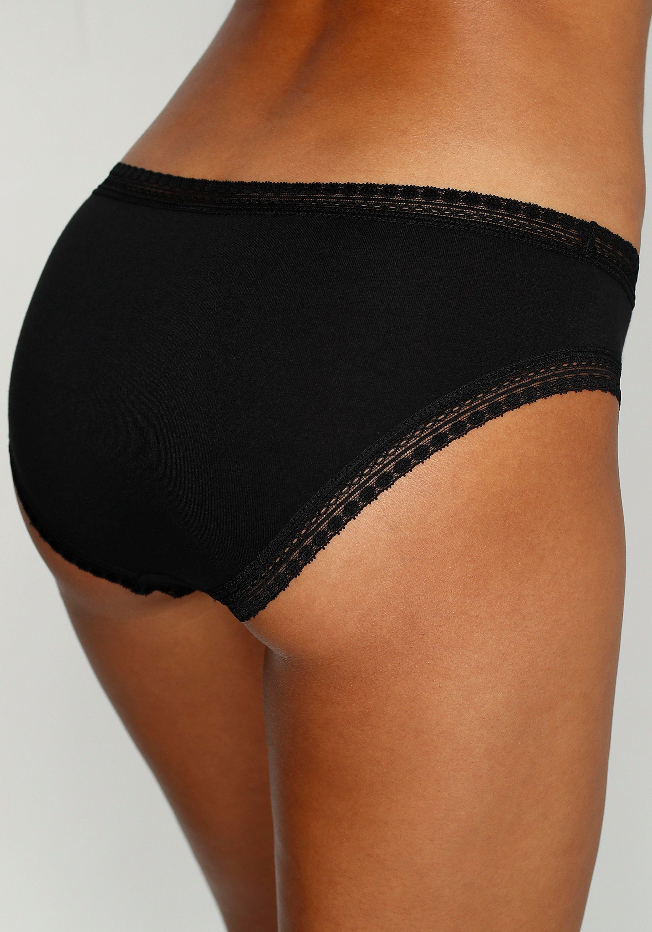 LASCANA Bikinislip (3er-Pack) Loungetop und Unterziehtop in einem aus Baumwolle mit Spitze