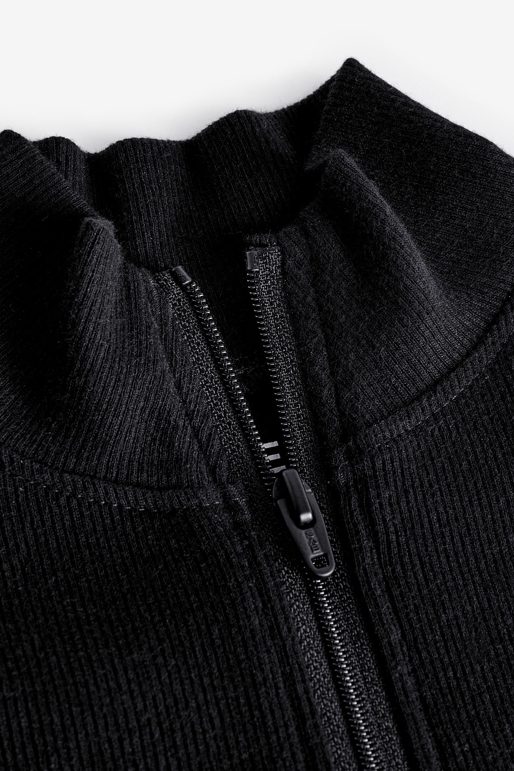 Next Langarmshirt Kastiges, hochgeschlossenes, geripptes RV-Top (1-tlg)