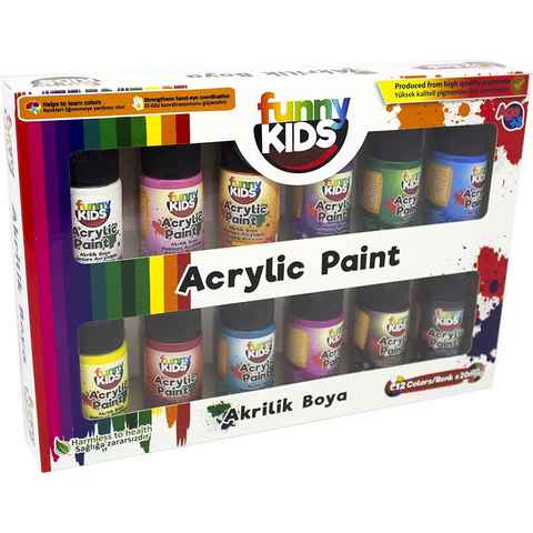 Funny Kids Kreativset Acrylfarbe 12 Farben x 20ml Set Acryl Malfarben Tuben, (12-tlg)