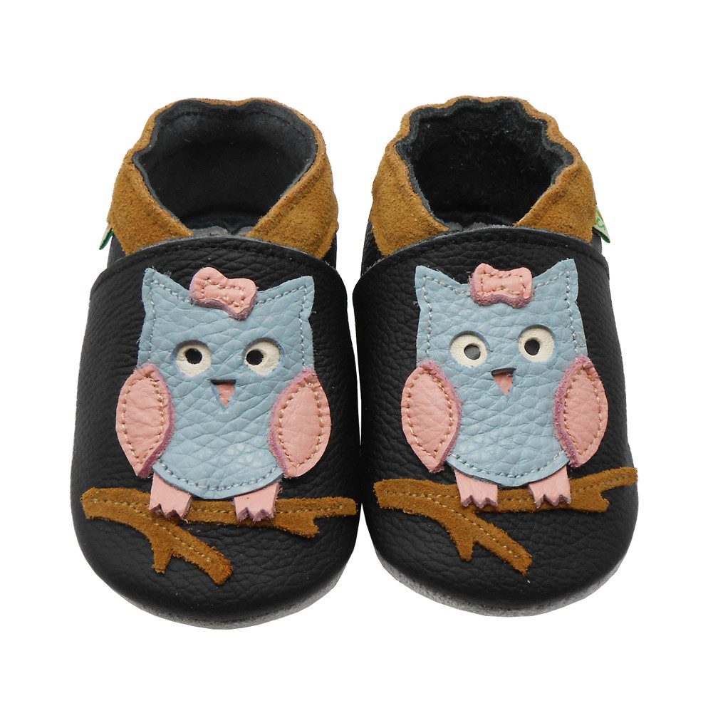 Sayoyo Lederpuschen baby Lauflernschuhe Hausschuhe Weiche 100% Leder Eule Lauflernschuh