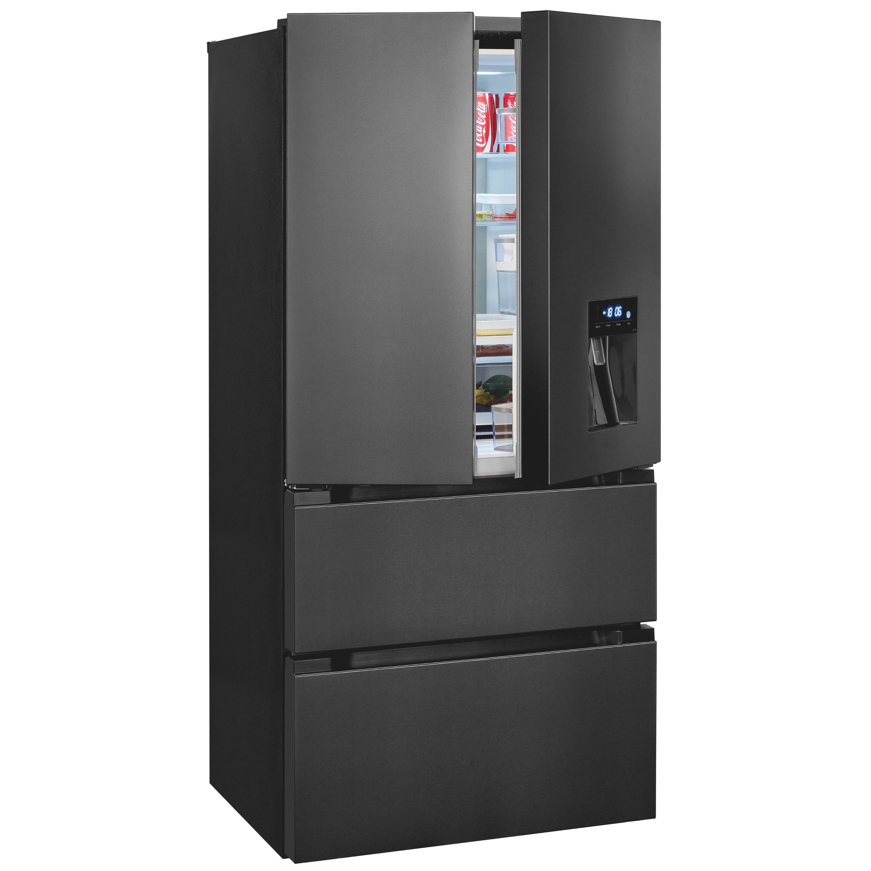 exquisit Kühlschrank FD5490-160-WS-202E, 183 cm hoch, 83.6 cm breit,Super-Kühl-Modus, Schnell-Gefrierfunktion, NoFrost, Wasserspender