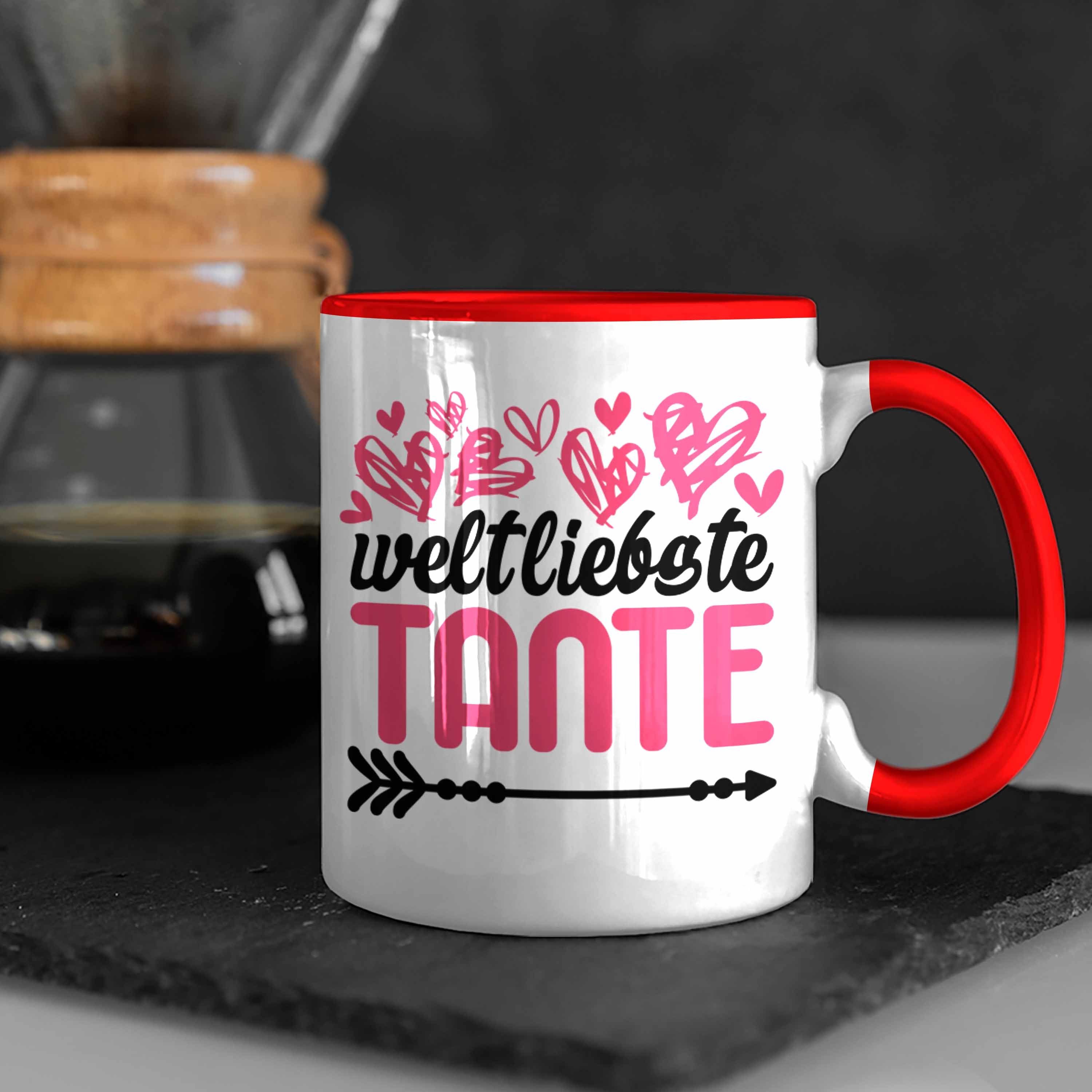 Beste Geschenk Trendation - Tante Rot der Tante Trendation Tasse Spruch Welt Weltliebste Tasse Kaffeetasse mit für